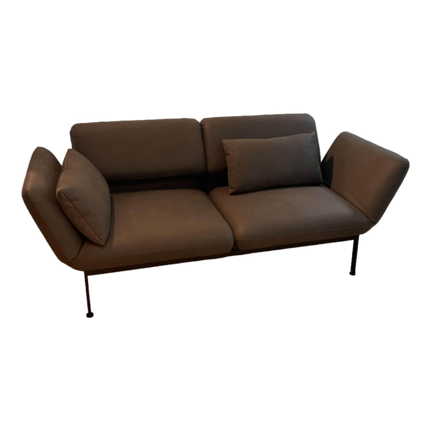 Brühl - Sofa Roro Leder Taron 5668 20 Braun Gestell Schwarz Pulverbeschichtet Mit 2 Drehsitzen - 1