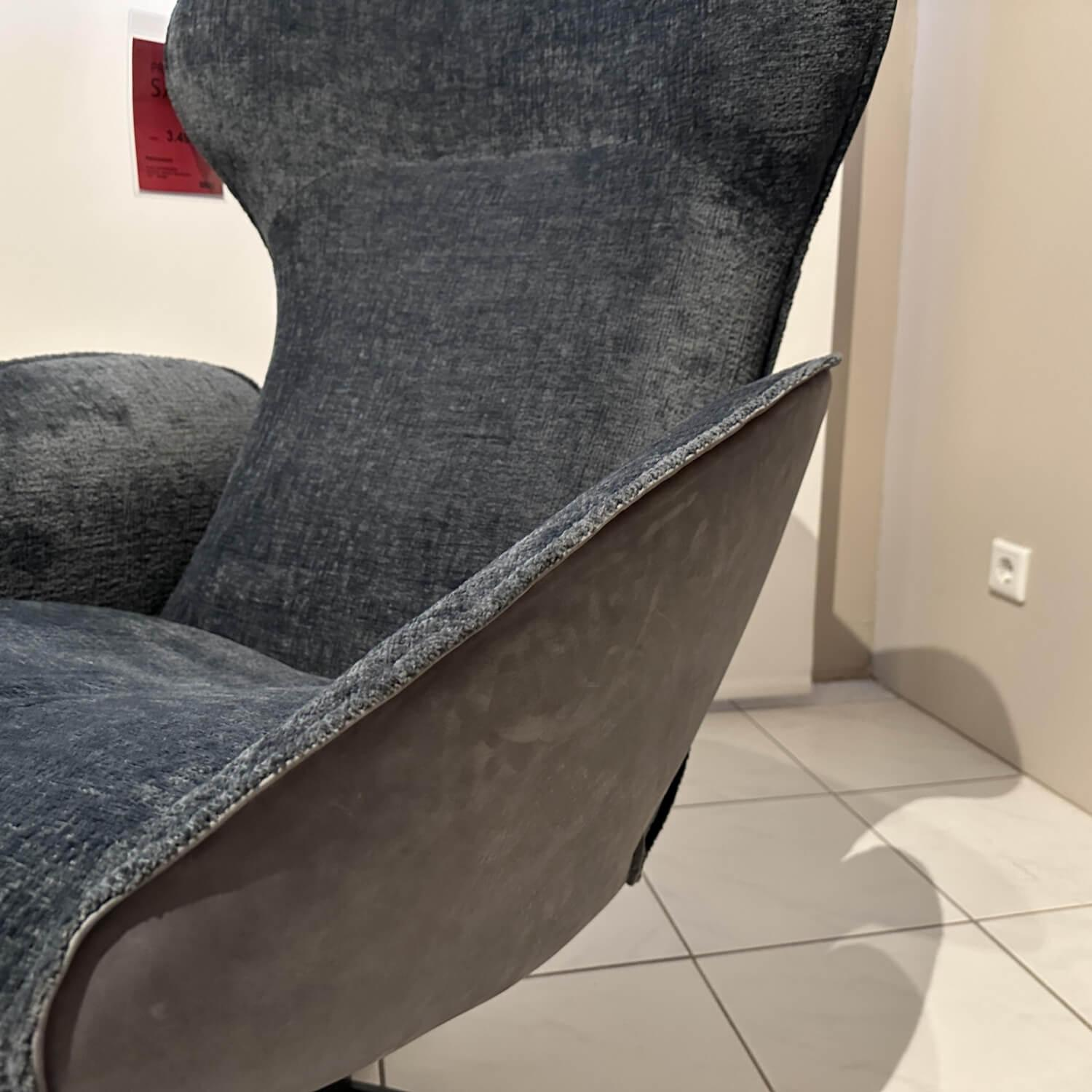Jori - Relaxsessel Daydreamer Innen Stoff Mumble Oltremare Blau Außen Leder Nubuck Anthraciet Anthrazit Fuß Graphitgrau - 3