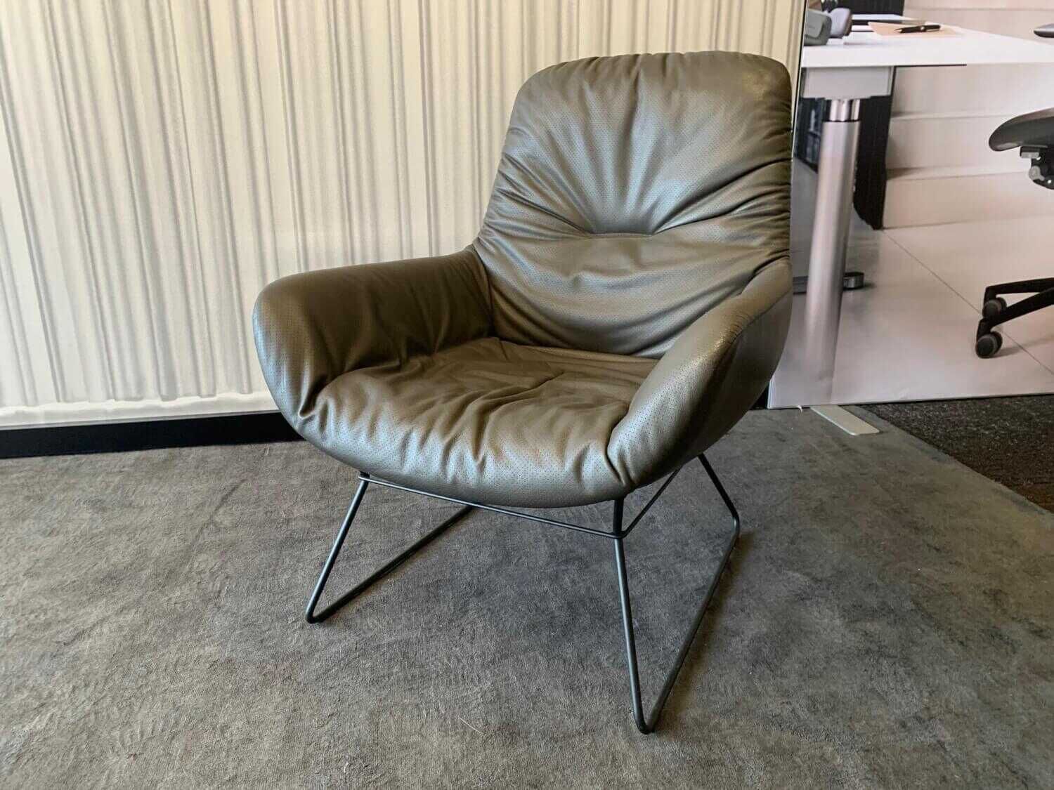 Sessel Lounge Chair Leya Leder Opium Lanoso Drahtgestell Schwarz