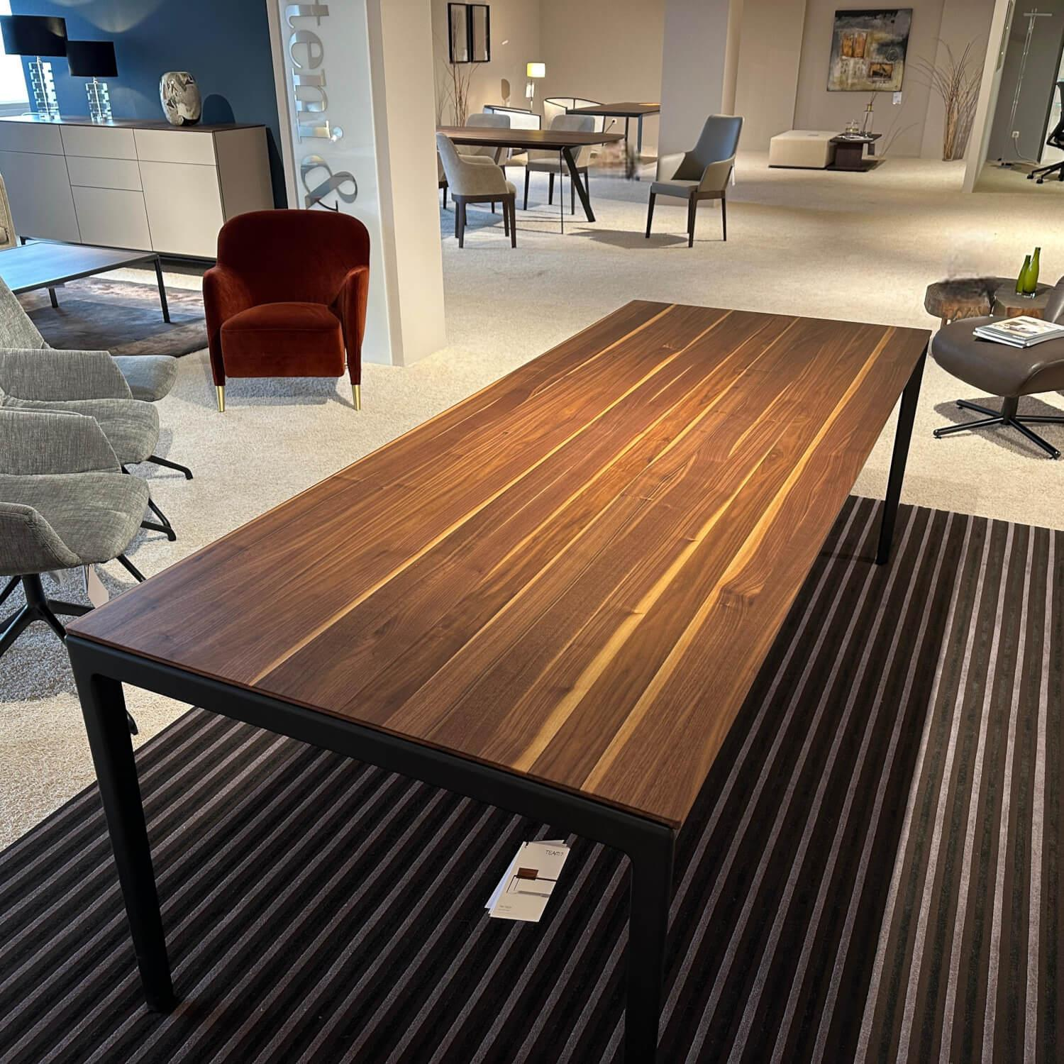 Team 7 - Esstisch Tak Platte Nussbaum Natur Geölt Gestell Schwarz Matt Ausziehbar - 5