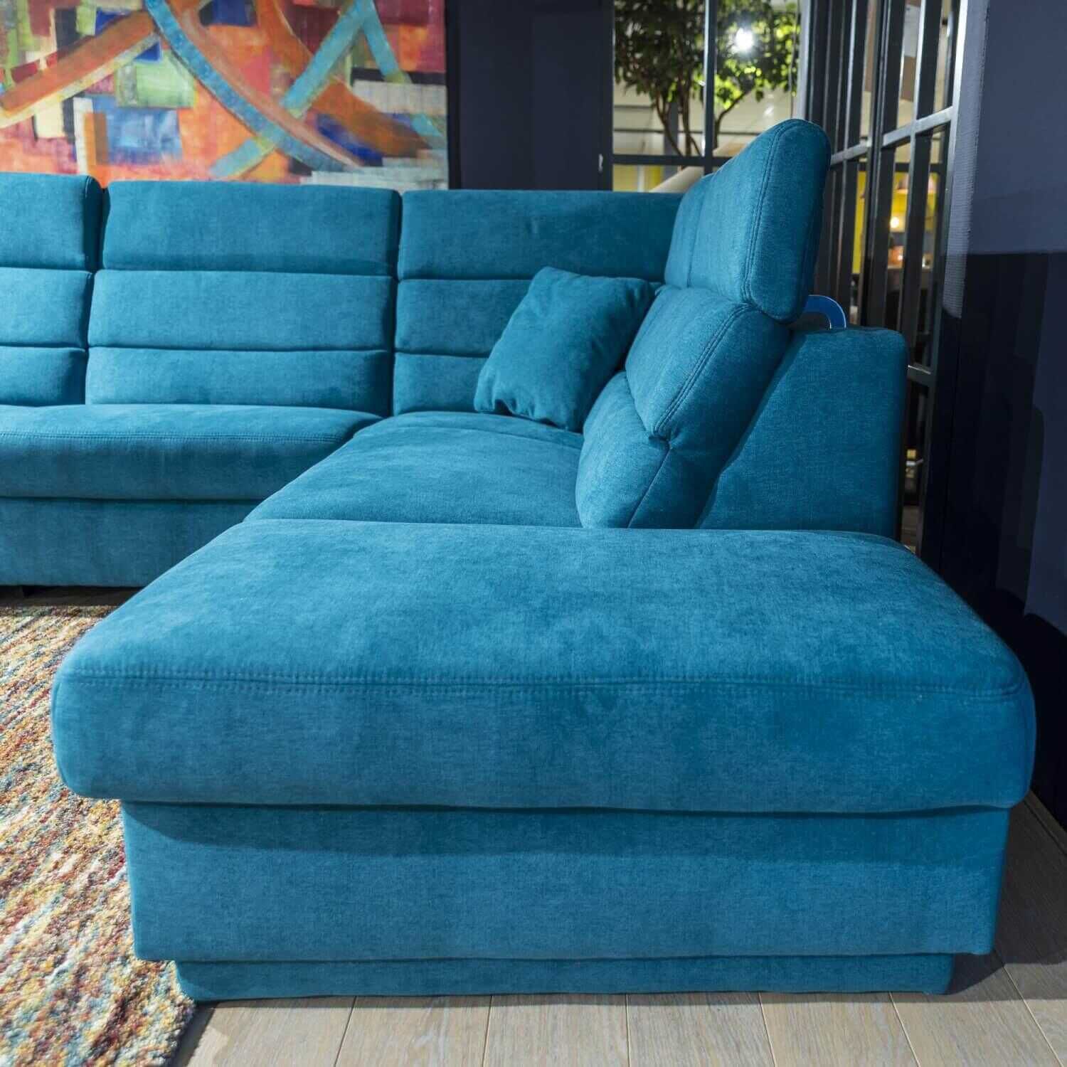 Polipol - Sofa ZE-EM15004 Stoff Miro Petrol Blau Fuß Metall Chrom - 3