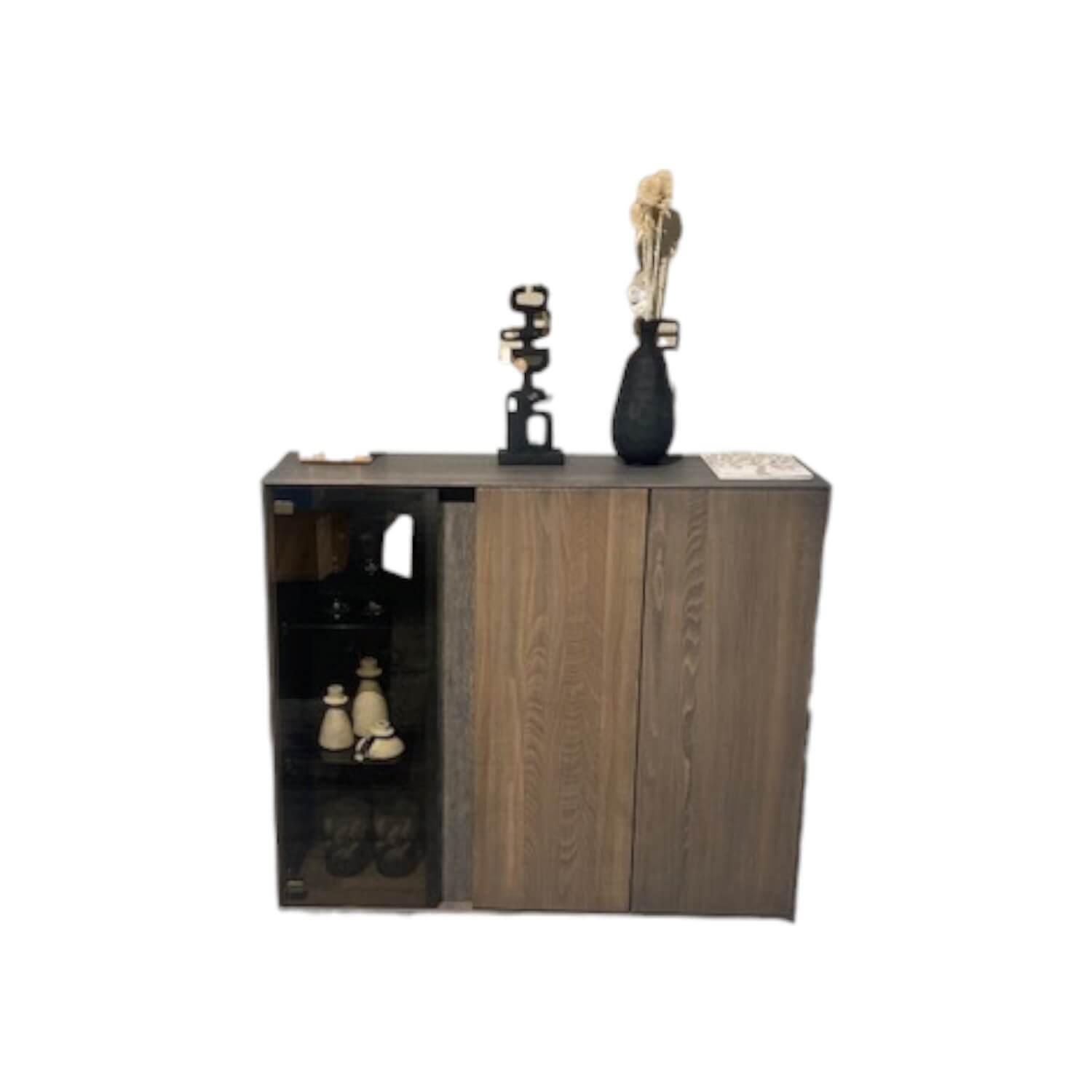 Natura - Highboard Saratoga Buche Massiv Geölt Silbergrau Grau Braun Inklusive Beleuchtung - 1