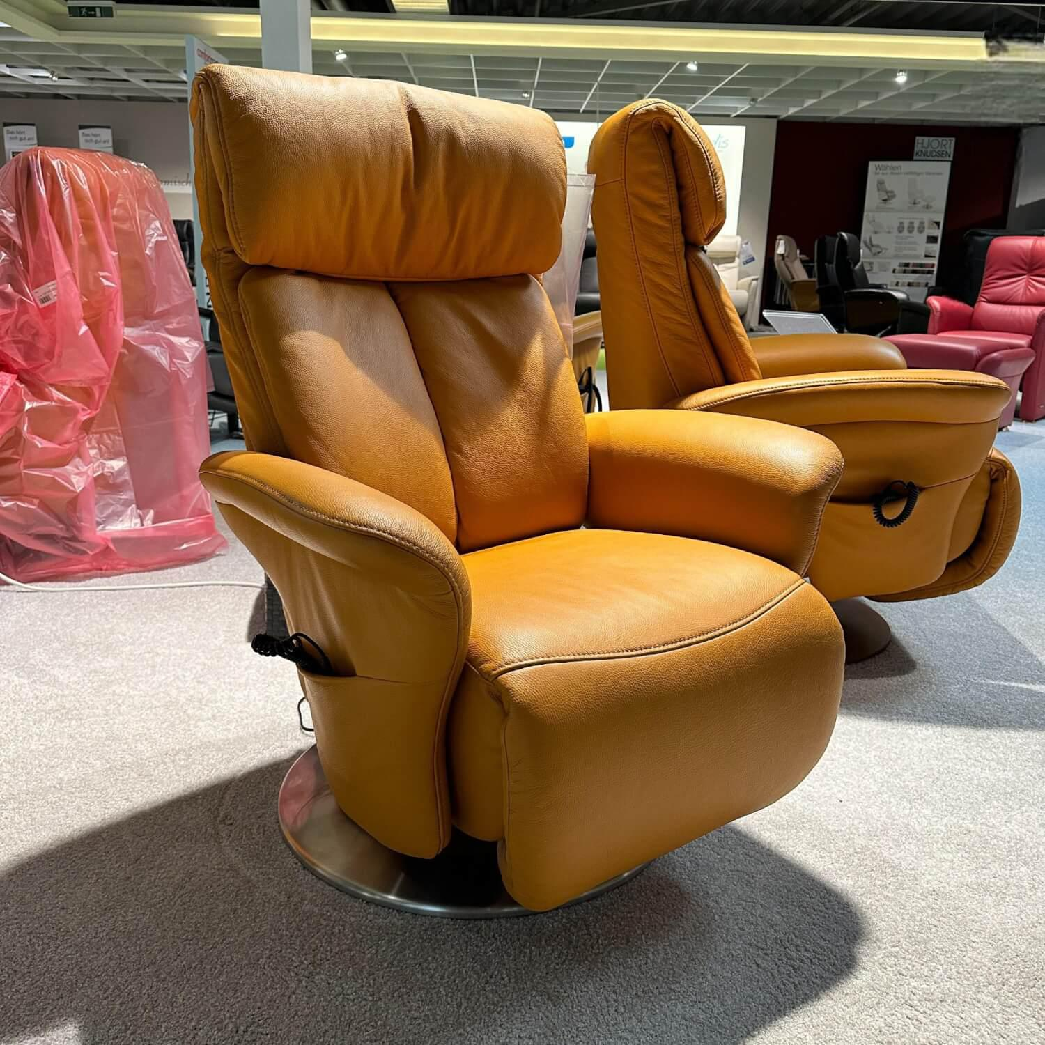 himolla - TV-Sessel M 1-Motorig 7627 Leder 24 Longru Safran Braun 66D Easy-Swing Fuß Holzteller 049 Buche Mit Edelstahlring - 11