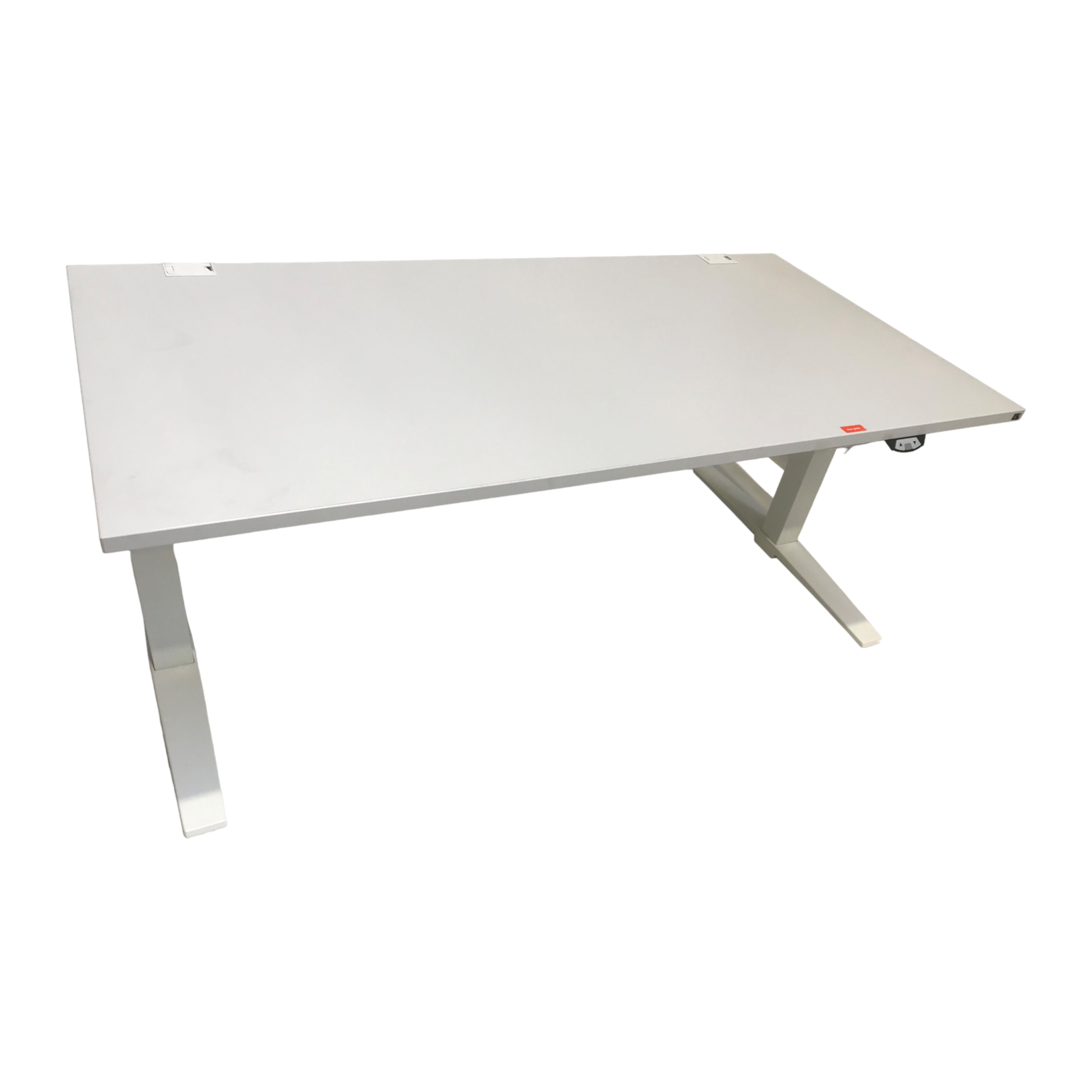 Schreibtisch Talo.S 160x80 Platte Weißgrau Gestell Weiß Höhenverstellbar