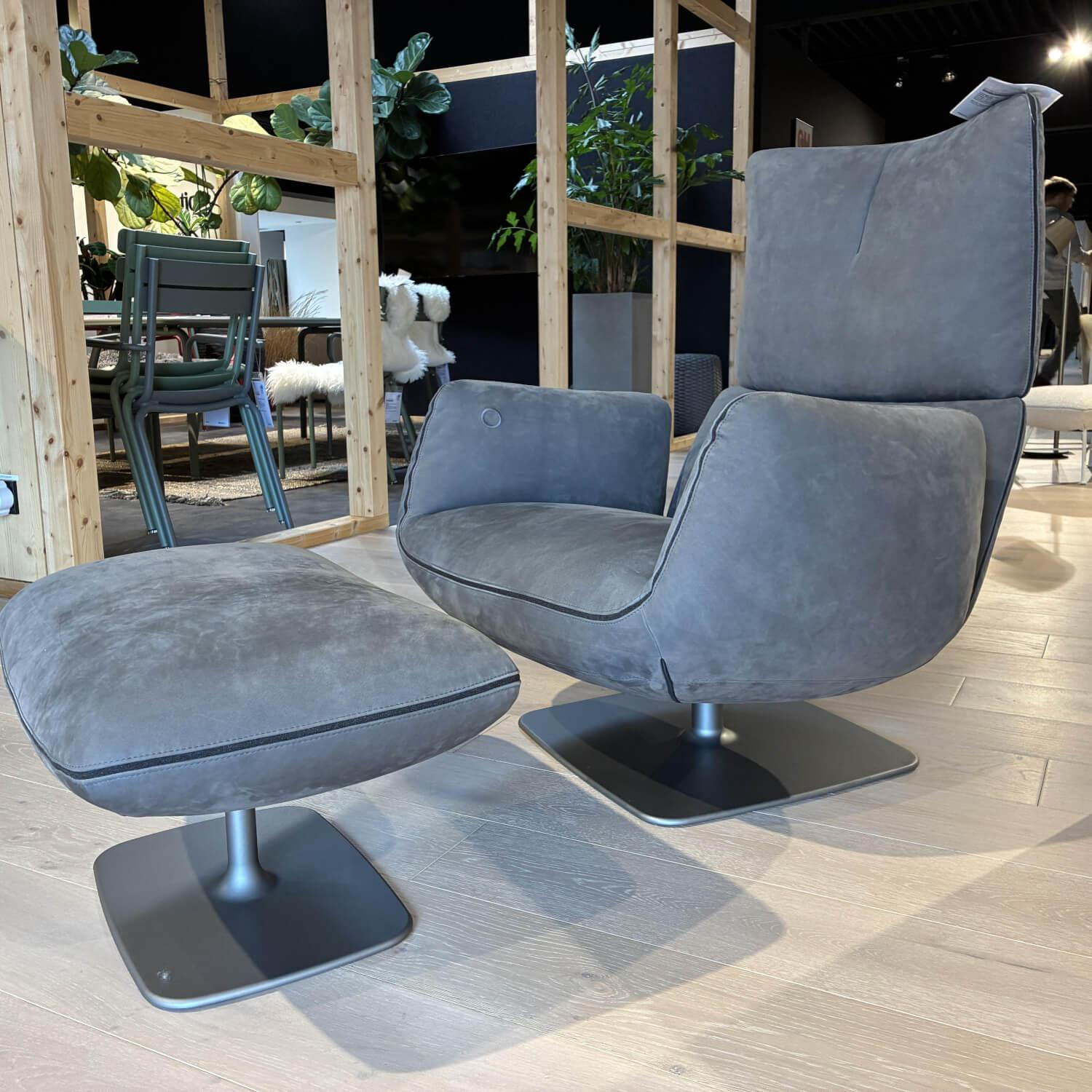 COR - Lounge Drehsessel Jalis 26133 Leder 681 Graphit Grau Tellerfuß Platin Feinstruktur Mit Kunststoffgleitern Und Kippmechanik - 5