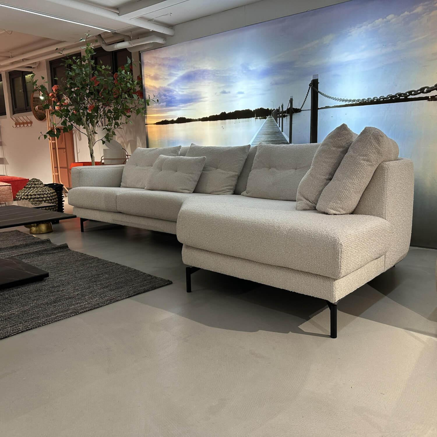Raum.Freunde - Ecksofa Anesa Stoff Nolte 7250 Nature Cord Bouclé Beige Metallfuß Schwarz - 6