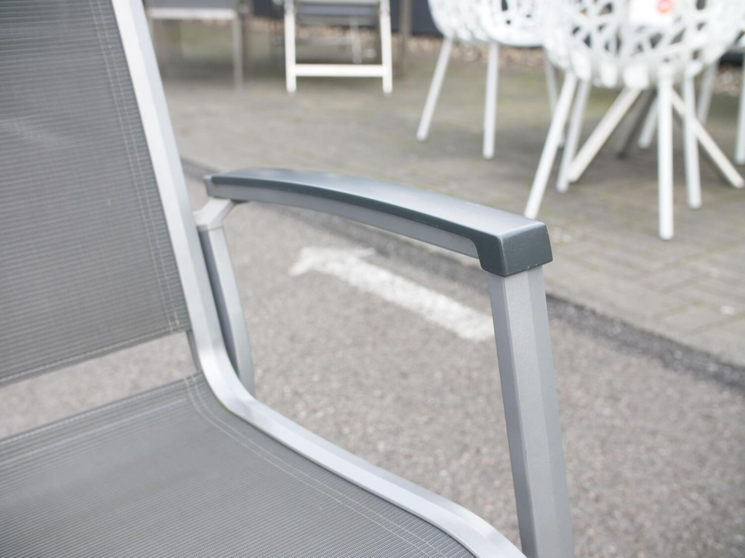 Sieger - 6er Set Stuhl Calvi Kunstfasergewebe Grau Gestell Aluminium Graphit - 8