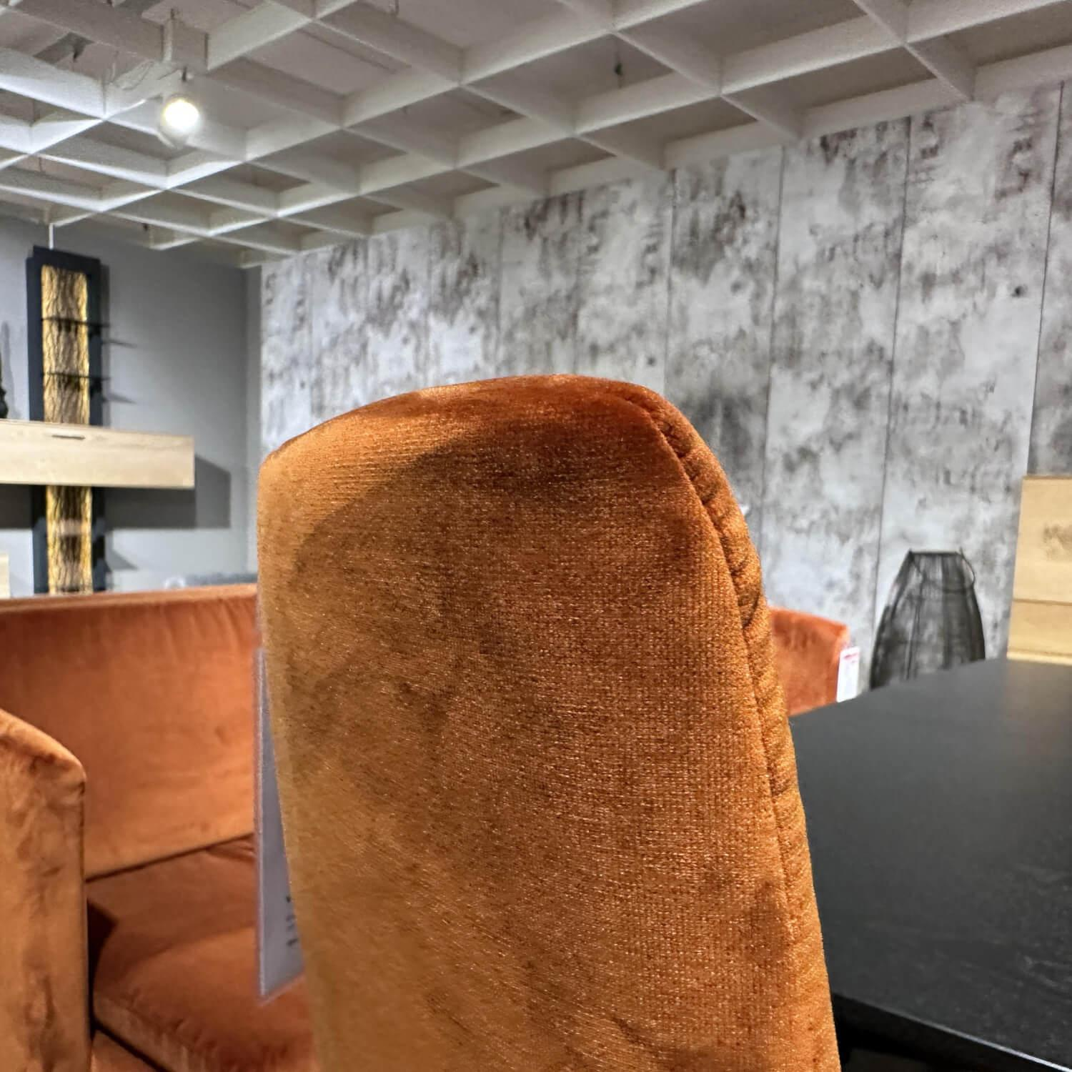 Stressless - Essgruppe Mit Tisch Toscana Eiche Schwarz Mit 4 Stühlen Und Dining Sofa In Stoff Grace Rust Orange Und Dark Grey Dunkelgrau - 5