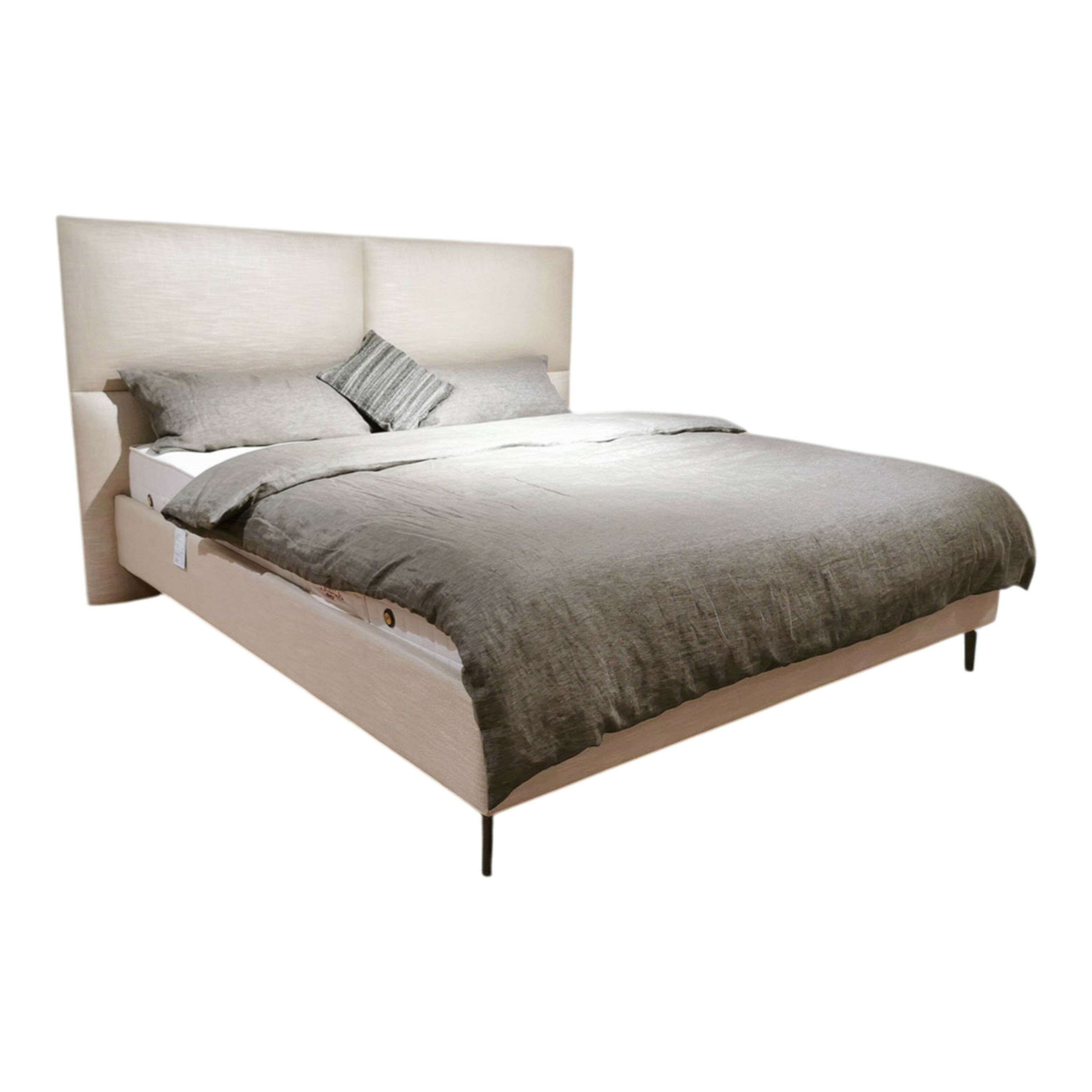 Treca Interiors - Boxspringbett Portofino Stoff Portofino Rafia F Kat. B Creme mit 2 Matratzen - 1