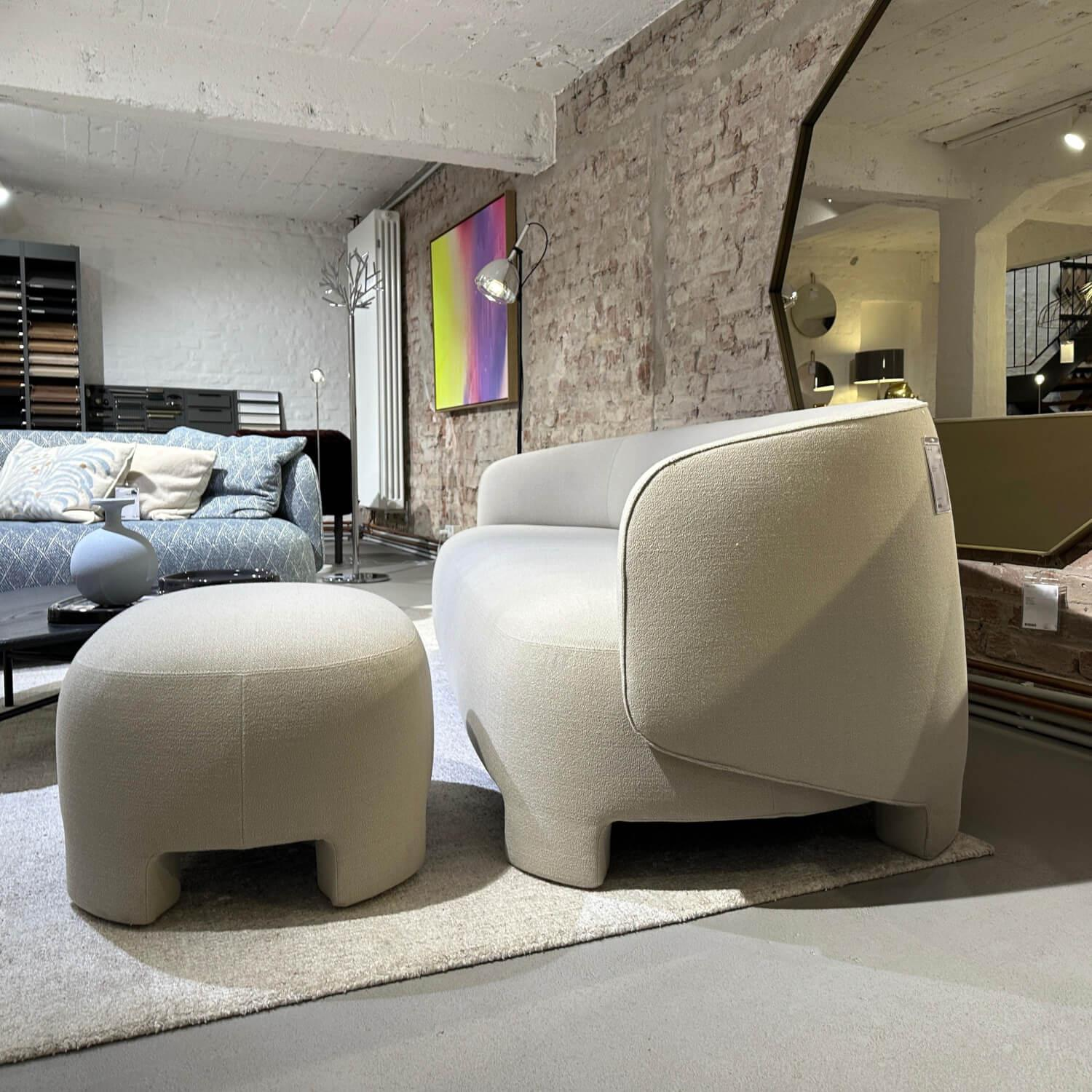 Ligne Roset - Sofa Taru Stoff Vidar Silice Beige Gestell Stahlrohr Inklusive Hocker - 3