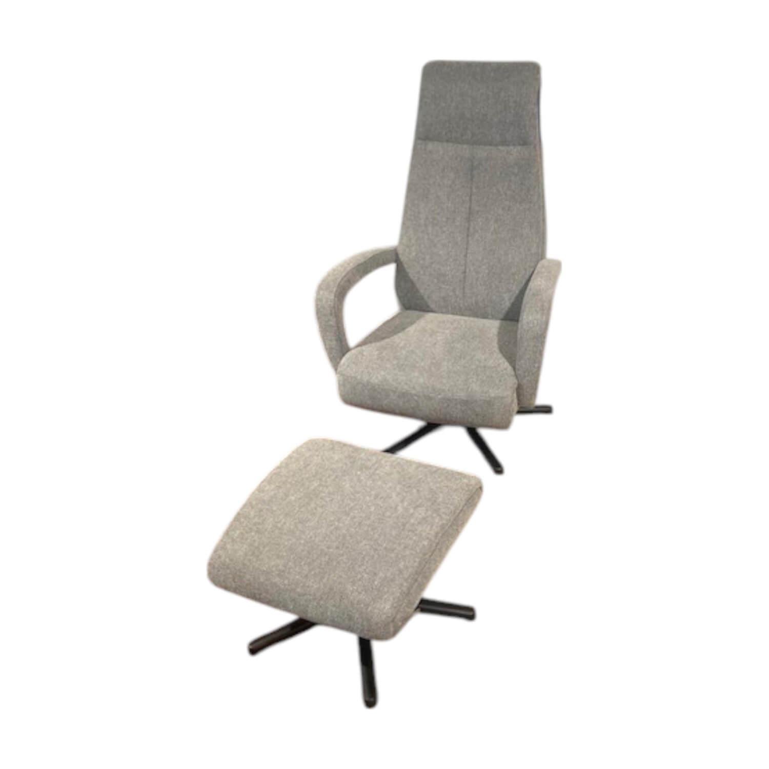 Activineo - Sessel Boss Stoff 2 Cats 167 Zinc Grau Gestell Metall Schwarz Inklusive Hocker - 1