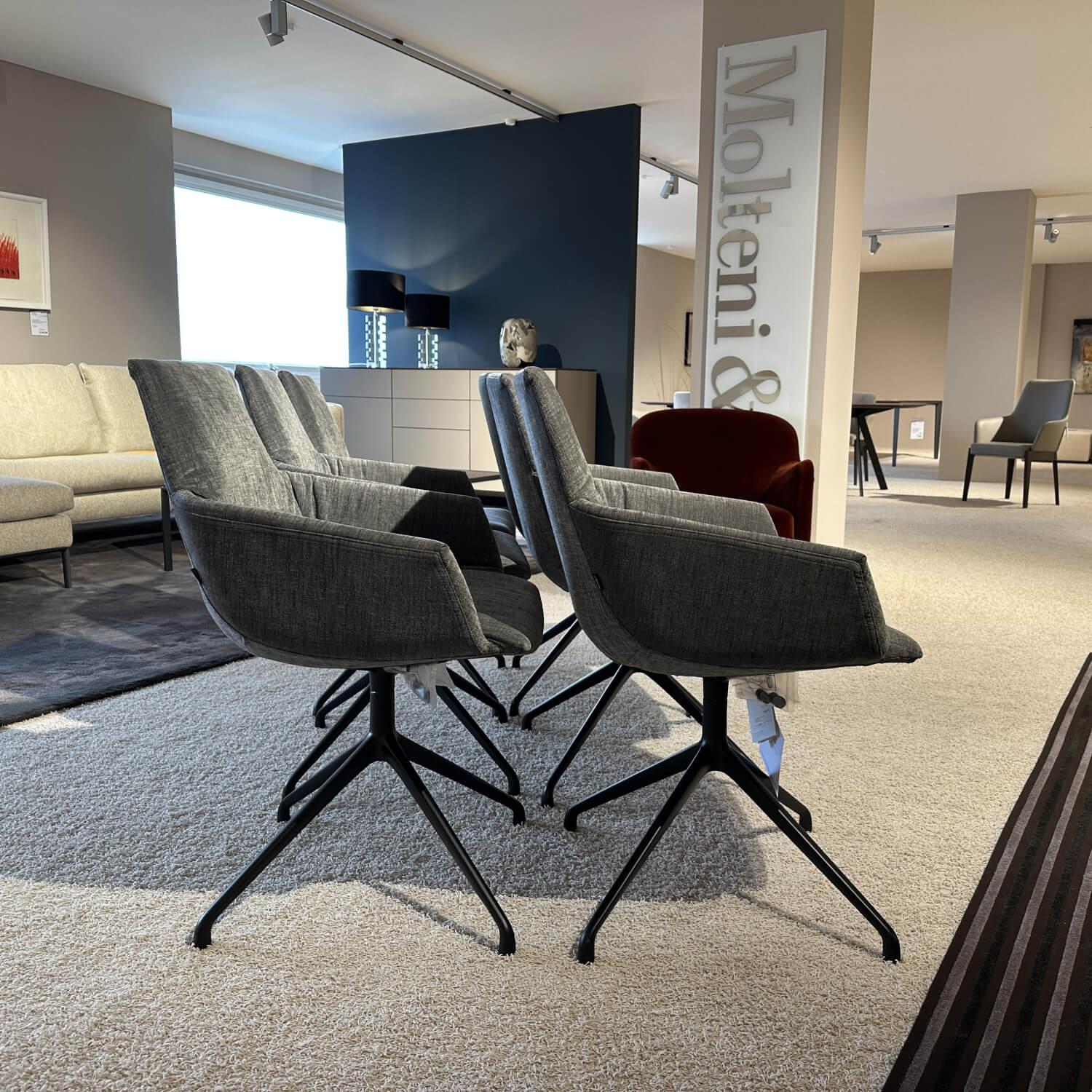 Team 7 - 6er Set Drehstuhl Lui Leger Stoff MA Maple MA 162 Grau Gestell Metall Schwarz Matt - 4