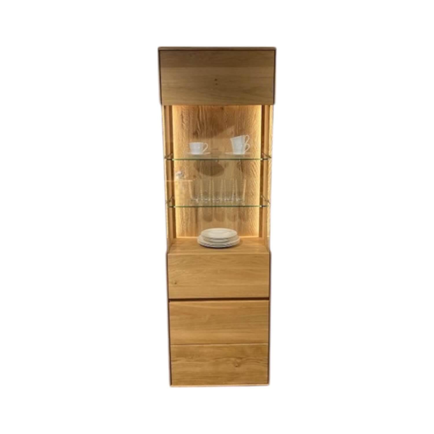 Natura - Vitrine Hillsboro Wildeiche Massiv Legno Geölt Türen Glas Inklusive Beleuchtung - 1
