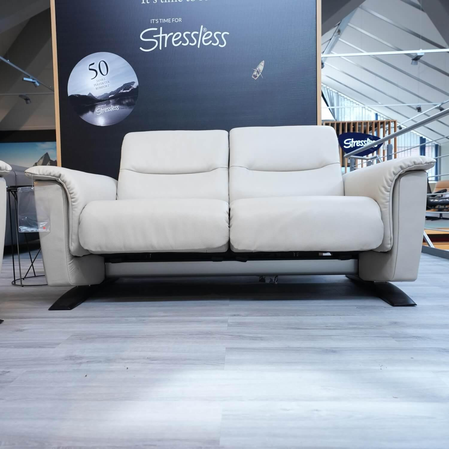 Stressless - Sofagruppe Panorama Leder Cori Fog Grau Beige Holbogen Wenge Mit Balance Adapt Und Nackenkissen - 2