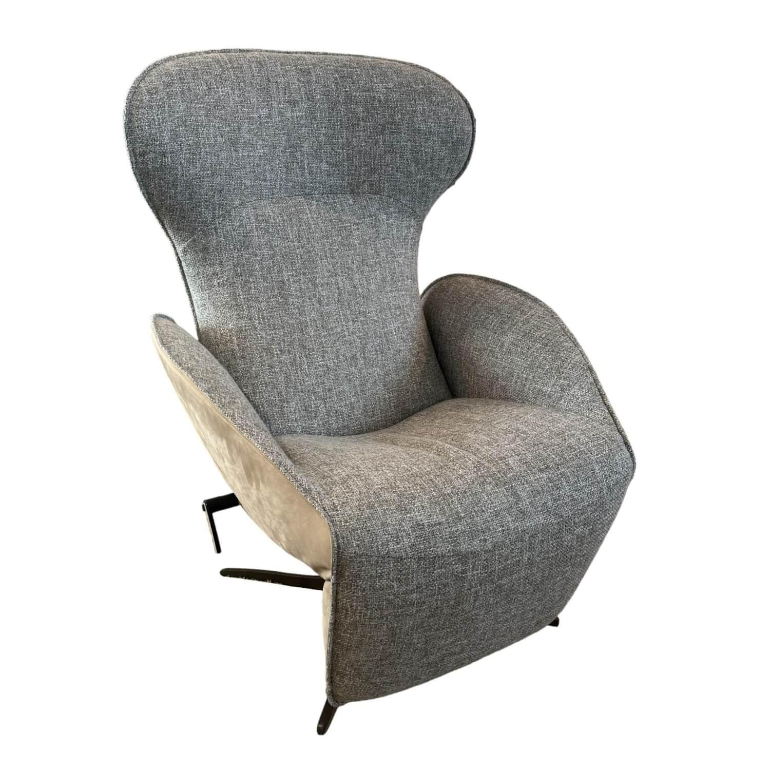 Jori - Sessel Daydreamer Innen Stoff Depero Grau Aussen Leder Nubuck Cream Grau Fuß 4-Stern Lack Bronze Ausführung Monomove - 1