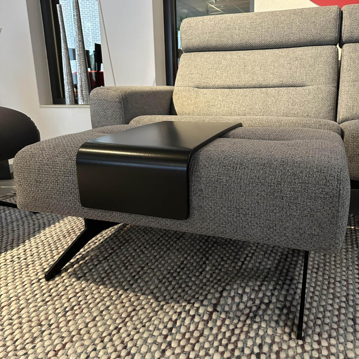 Stressless - Sofa Stella Bezug Stoff Erica 596 Grey 12 Grau Gestell Metall Schwarz Inklusive Zwei Kopfstützen - 4