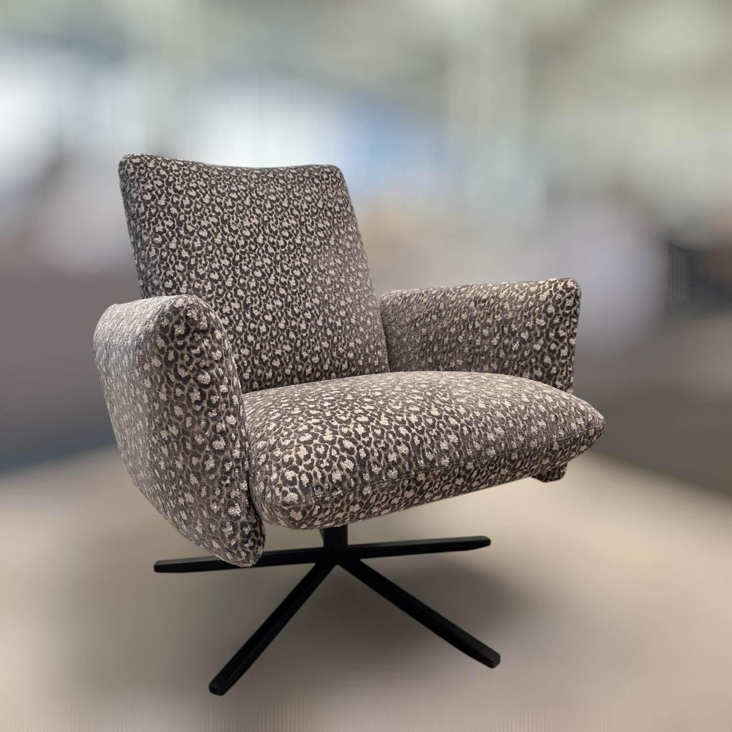 Bielefelder Werkstätten - Loungesessel Heaven Stoff Scarlett BW1789-383 Grau Leopard Print Sternfuß Schwarz Matt - 4