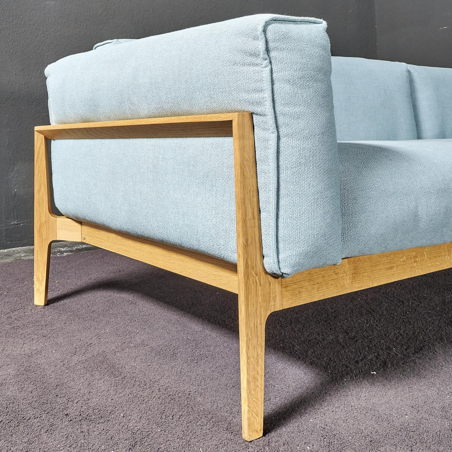 COR - Ecksofa Elm Stoff 9125 Hellblau Gestell Eiche Massiv Natur Geölt - 5