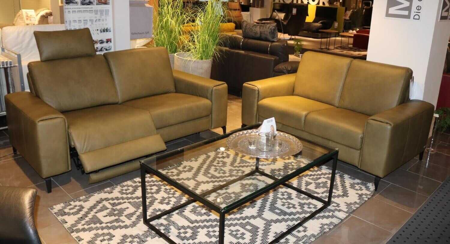 Mondo - Garnitur Marica Leder Longlife Zeder E Grün 2 Sofas - 2