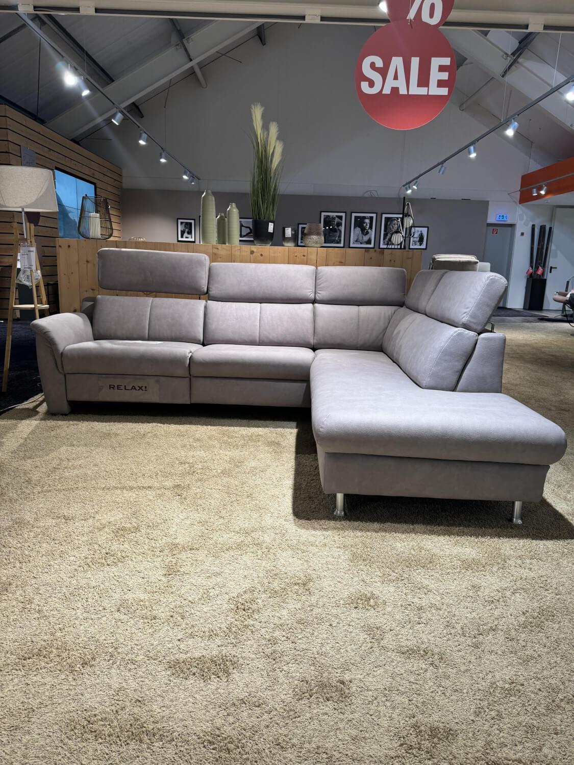 Global - Ecksofa Cornella Style Stoff 1 Silber Grau mit Relaxfunktion - 5