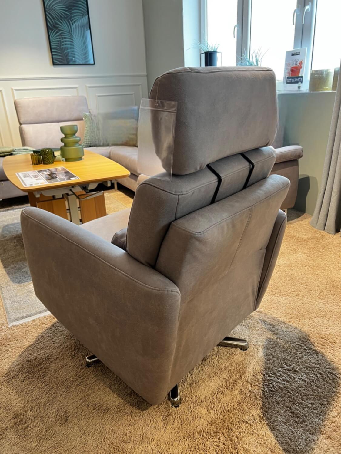 Global - Relaxsessel Cornella Style Stoff Bulus FB32 Silber Grau Sternfuß Metall Chrom Glänzend Inklusive Kopfstütze - 2