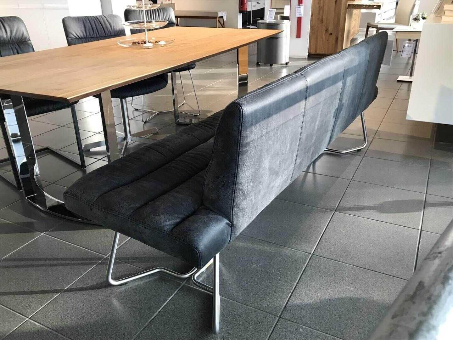 Bacher - Bank Aiden Soft 5210 Leder Luna Schwarz Edelstahl Matt - 3