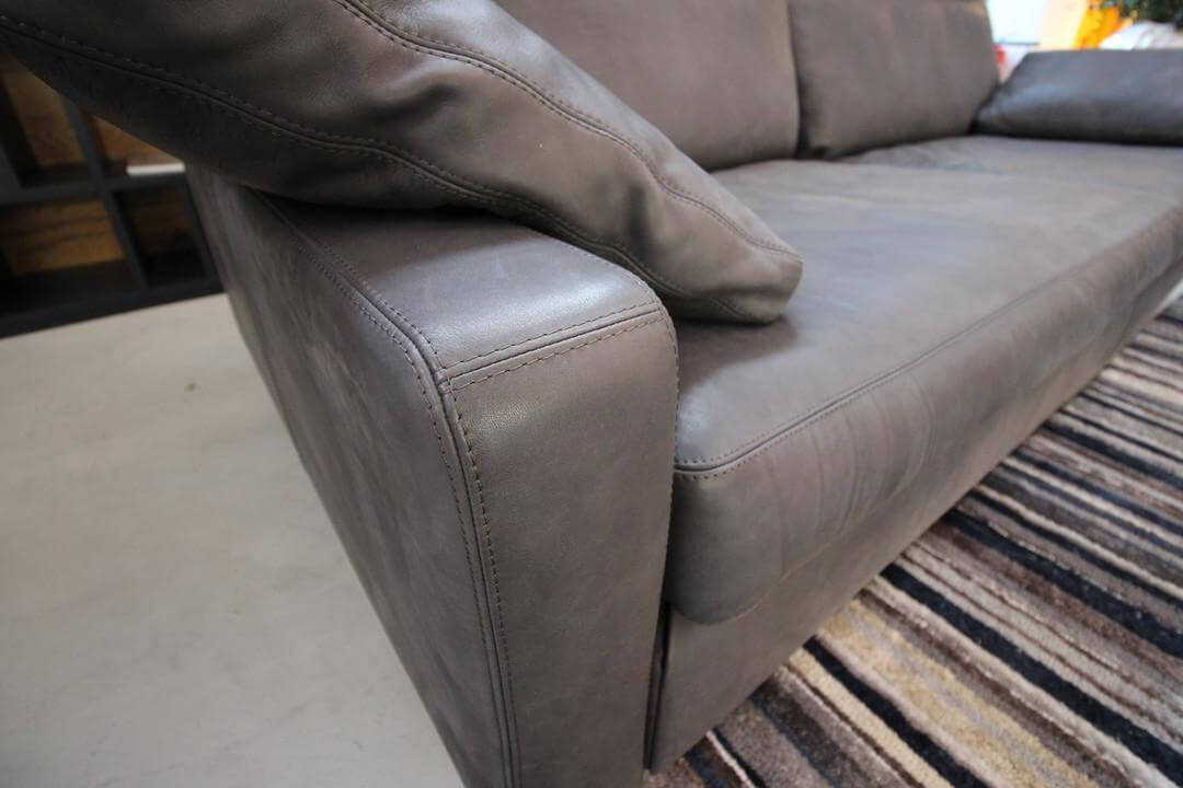 Sofa Conseta Bezug Leder Espresso Gestell Metallkufen Verchromt