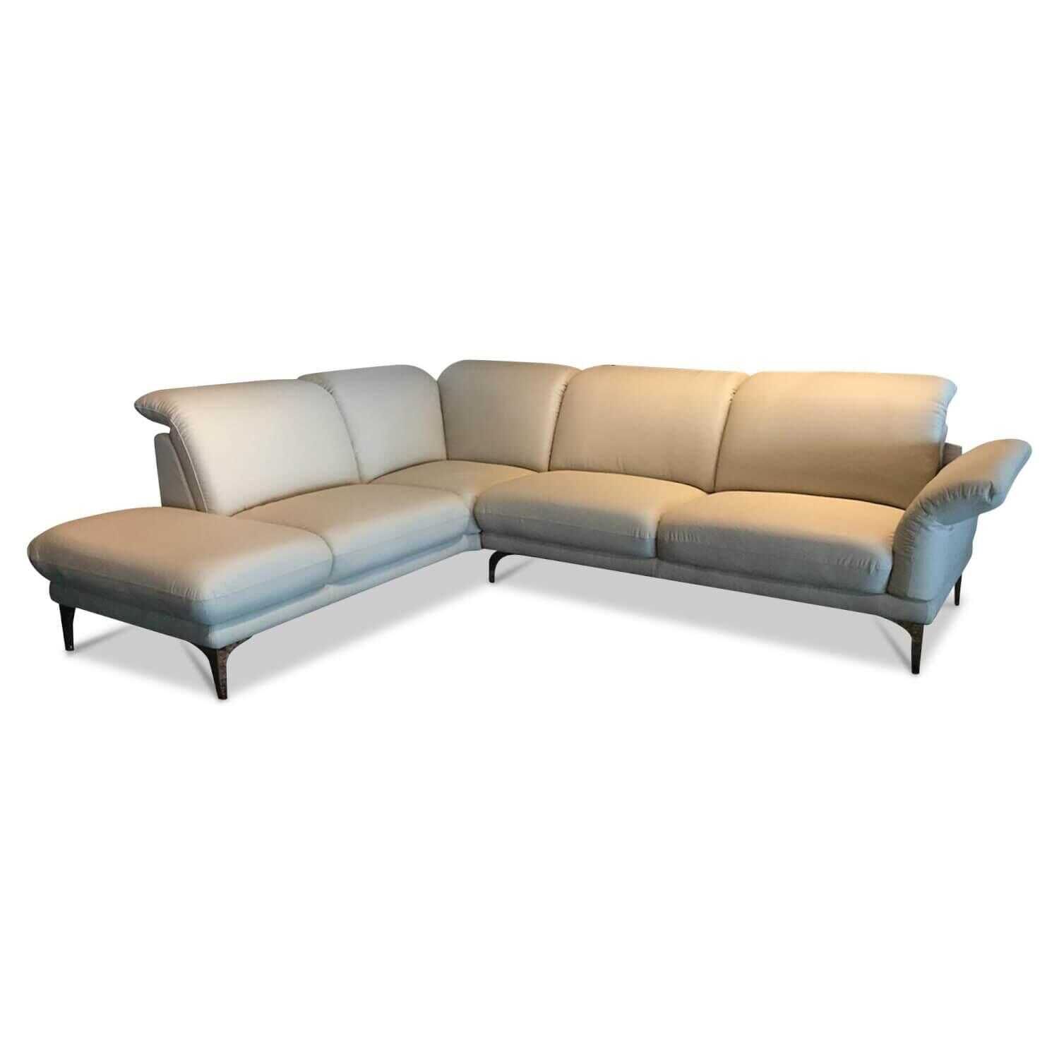 Gio Mano - Ecksofa Thomson Leder Grau mit verstellbarer Lehne - 1
