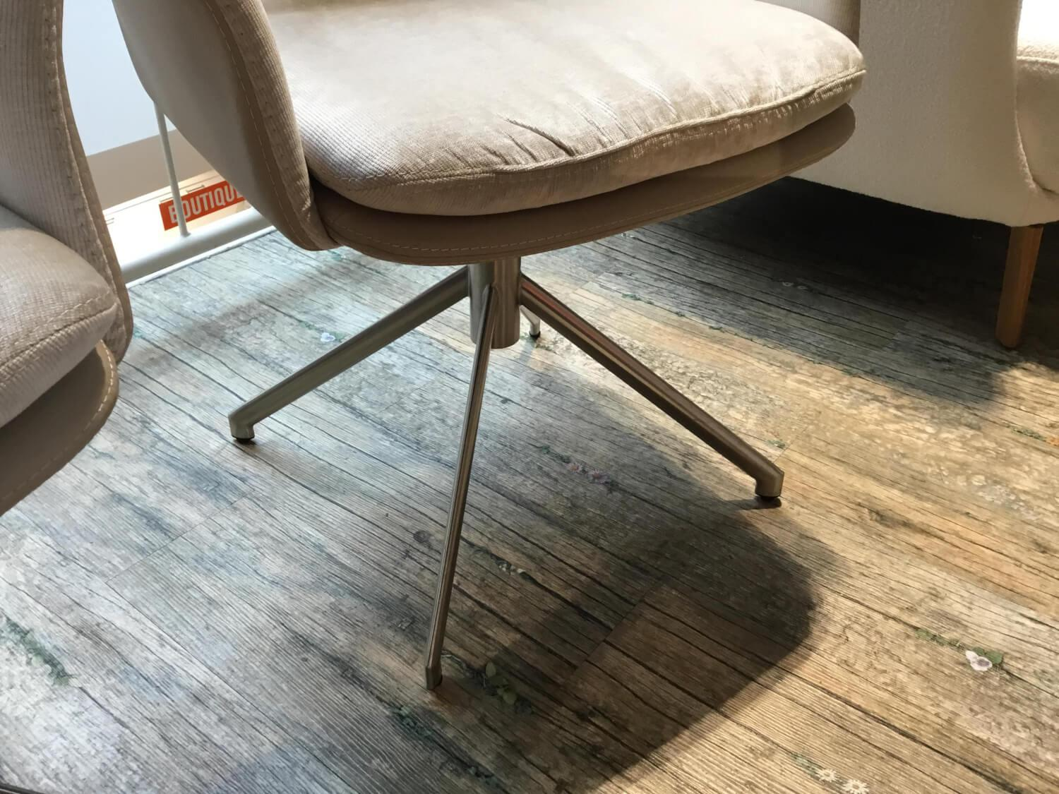 WK Wohnen - 4er Set Armlehnstuhl WK 707 Innen Stoff JAB 2 WK2100472 Beige Außen Leder Toledo Mastic Beige Gestell Edelstahl - 4