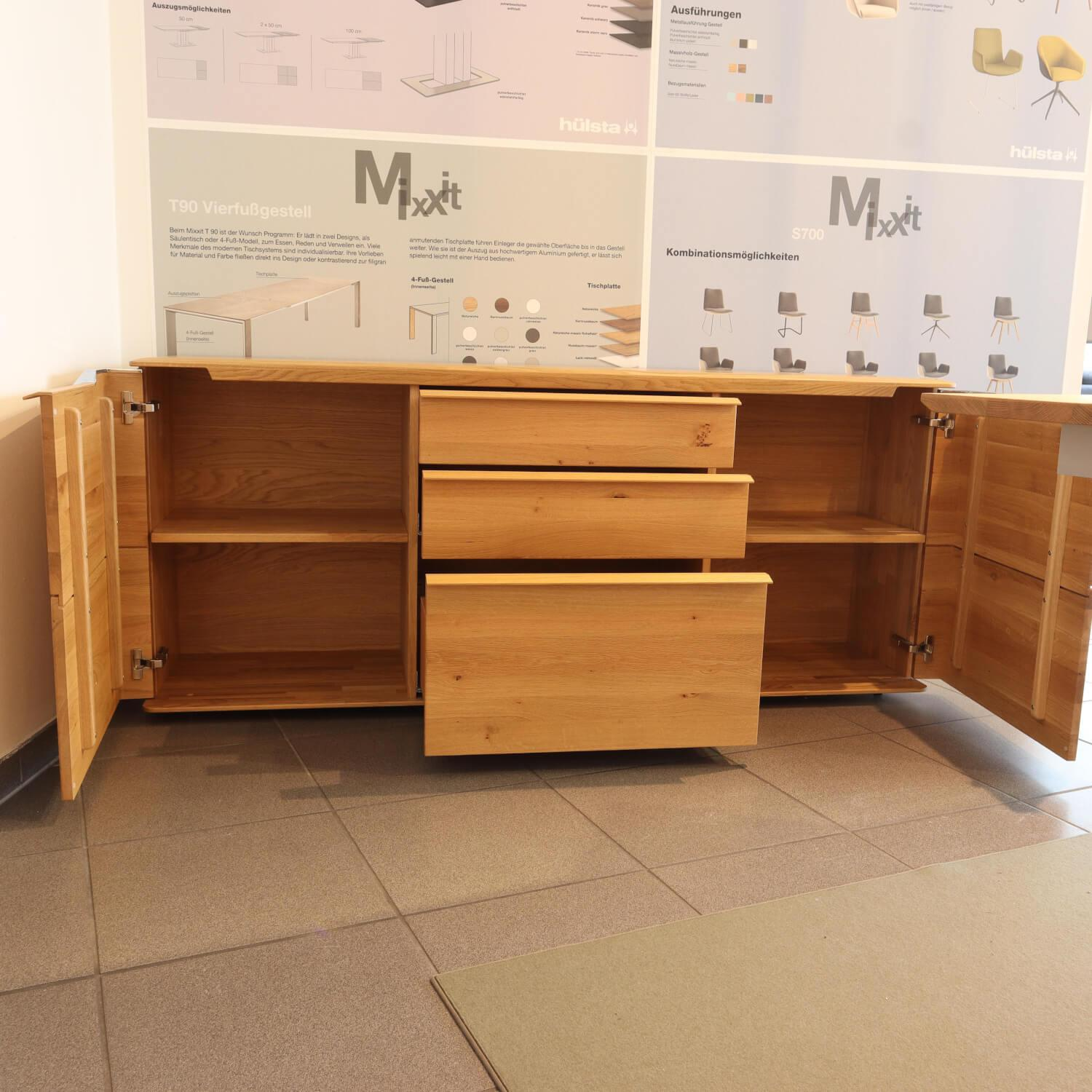 Hülsta - Sideboard Vedua Eiche Massiv Griffe Chrom Glänzend - 7