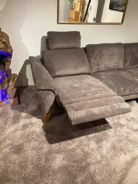 Natura - Ecksofa Rockport A Stoff Cord 83 Cacao Braun Füße Massivholz Geölt Inklusive Motorischem Sitzauszug - 5