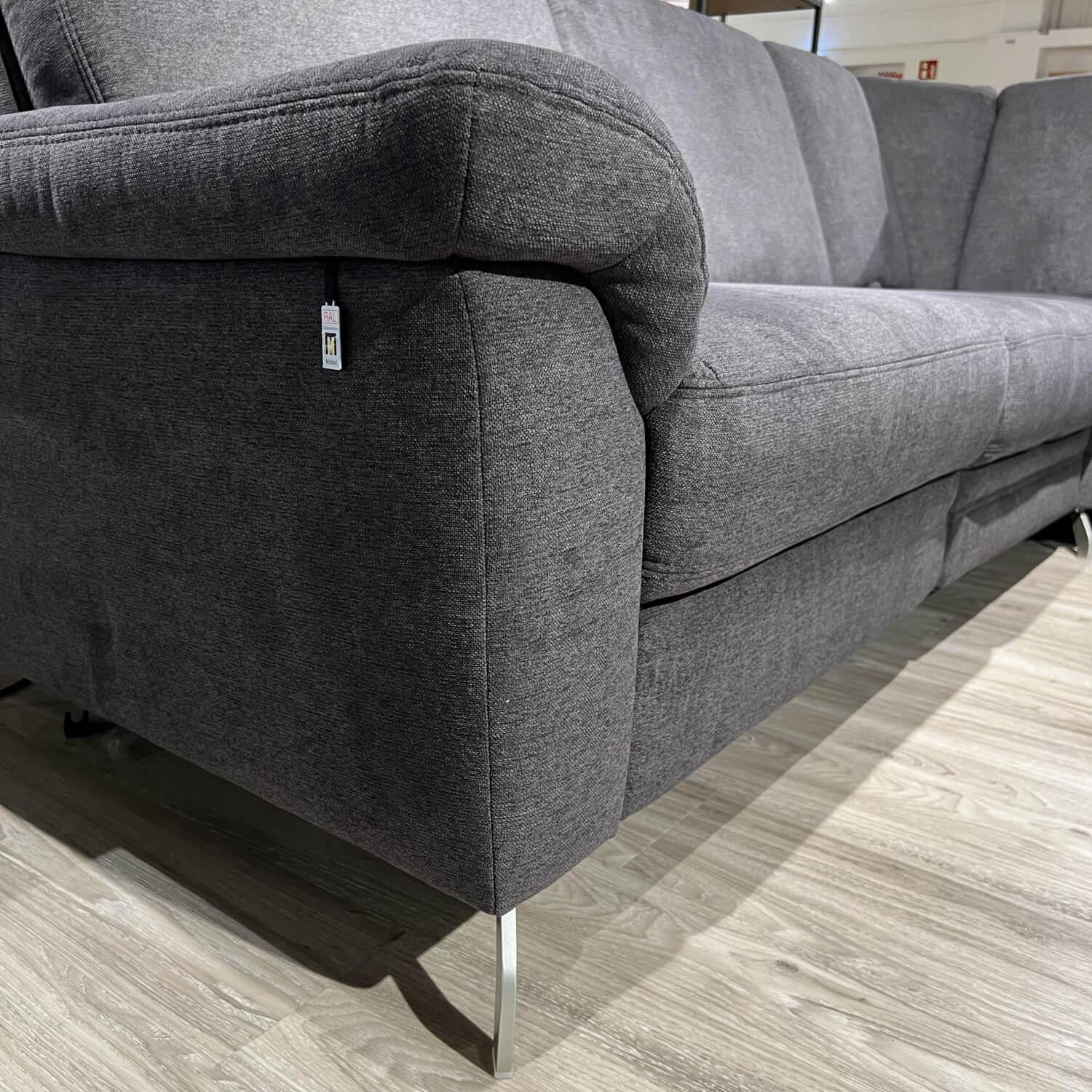 Gruber - Ecksofa Calma 4 Und Sessel Casada Premium 1810 Stoff Costa Anthrazit  Füße Metall Silber Und Metall Schwarz - 9