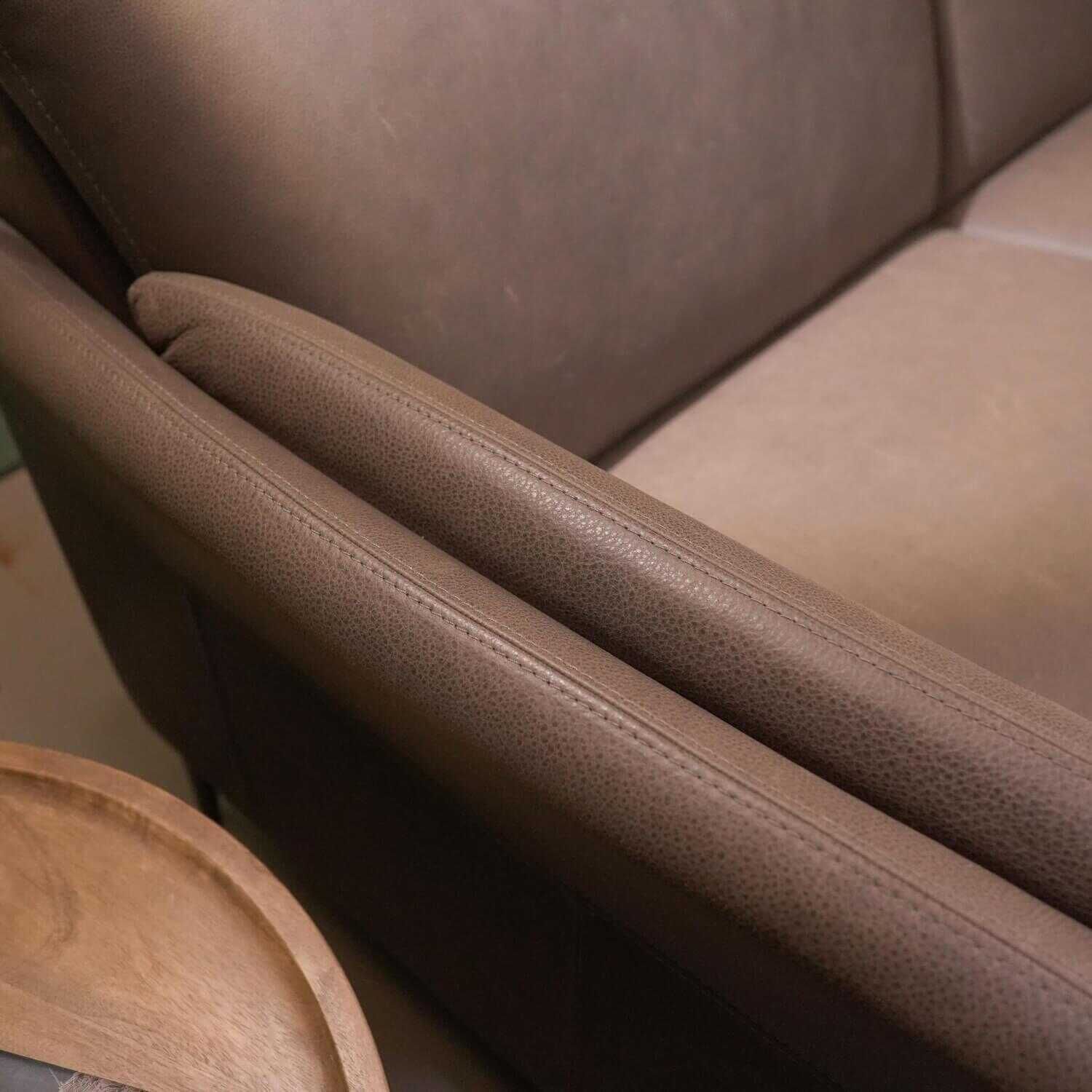 Puhlmann - Sofa Dreisitzer Arosa Leder Braun Afrika Metall Schwarz - 7