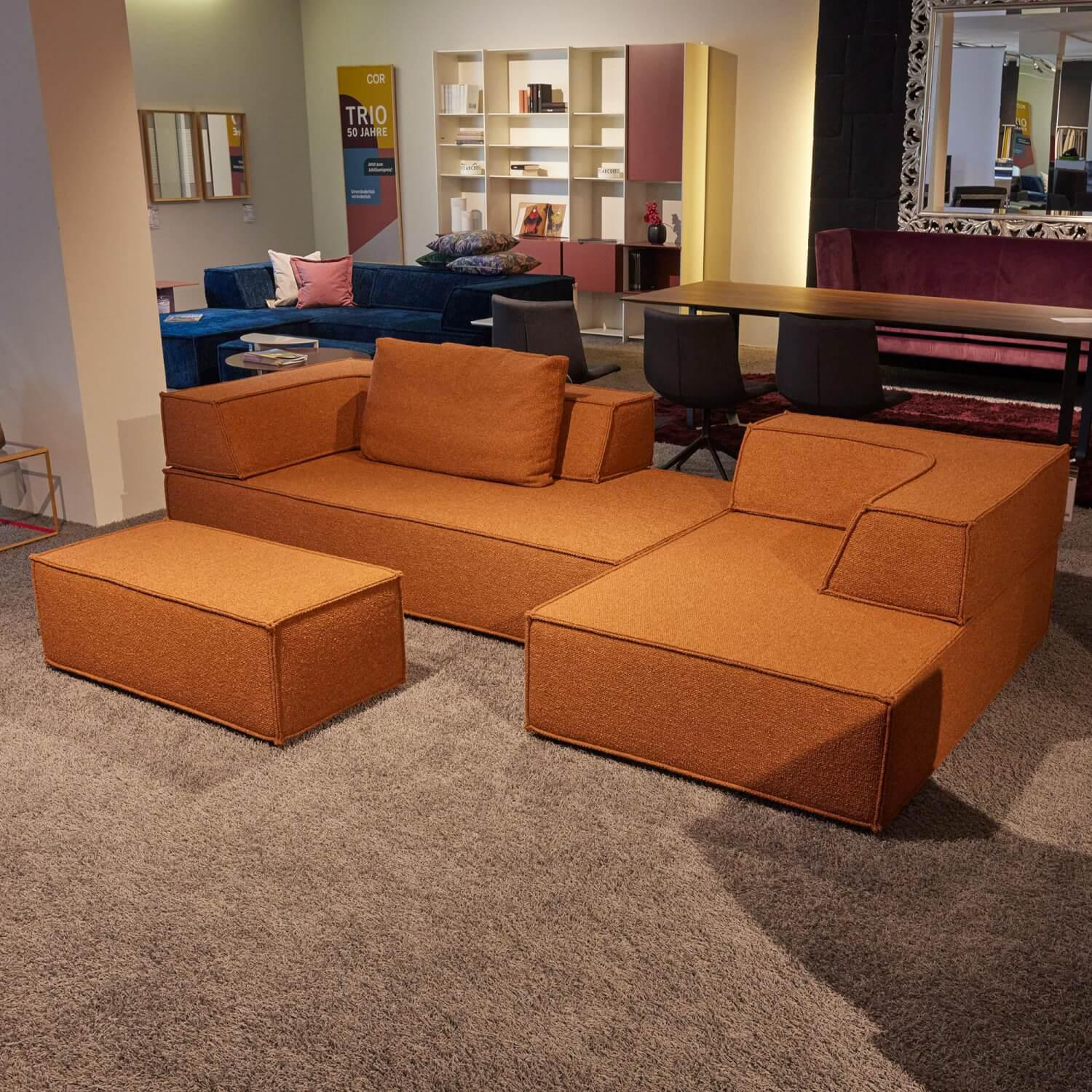 COR - Ecksofa Trio Stoff 8202 Rost Orange Mit Stoppgleiter - 2