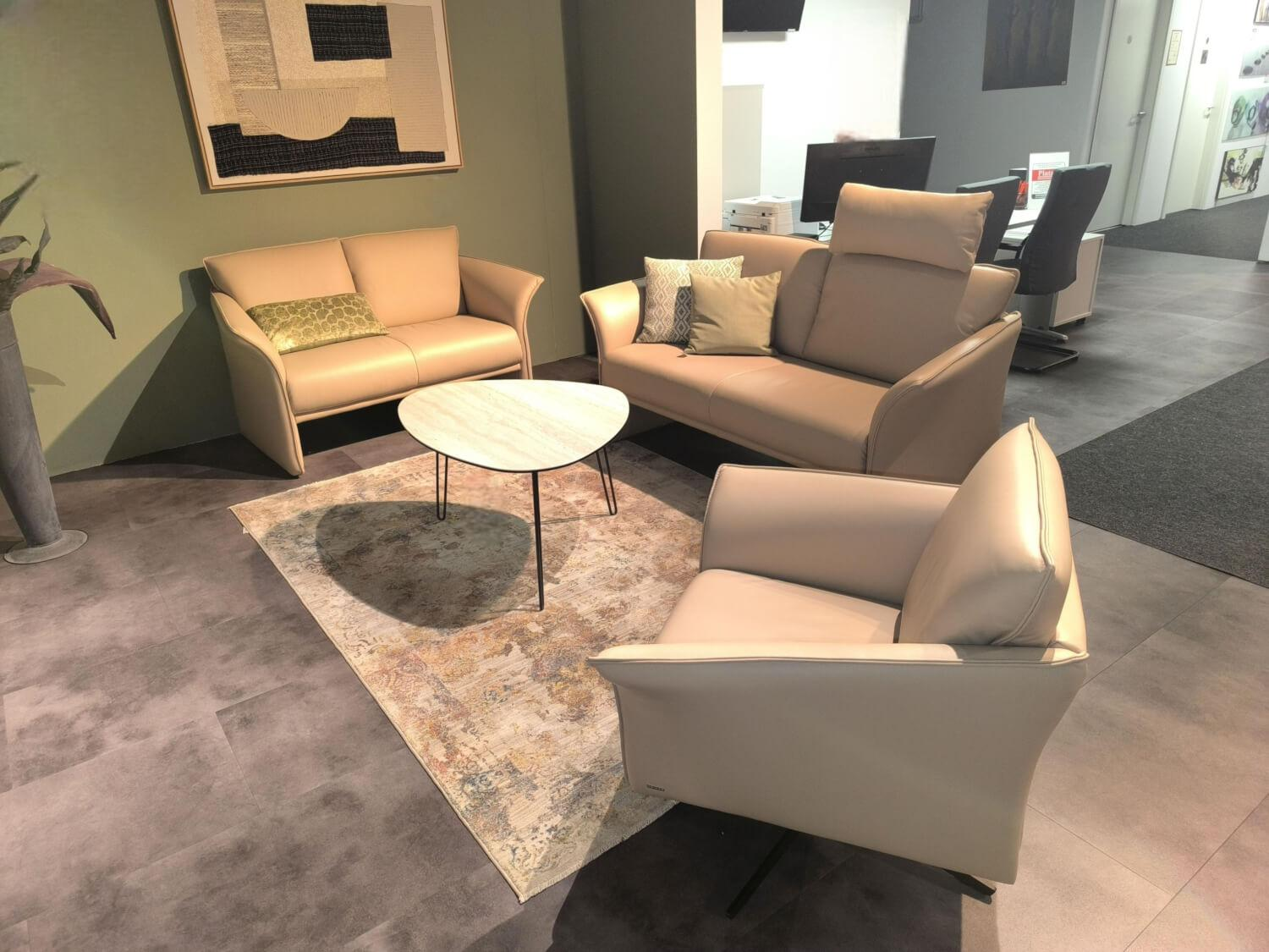 Koinor - Polstergarnitur Wendy Leder X Happy Almond Braun Beige Fuß Metall Schwarz Matt - 6