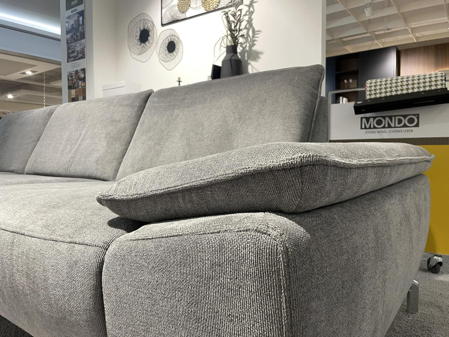 Musterring - Ecksofa MR 270 R Stoff Cyber Grey Grau Metallfuß Verchromt Inklusive Hocker - 9