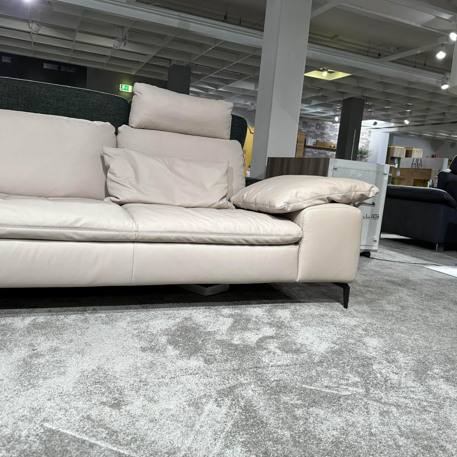 W. Schillig - Ecksofa 16540 Valentinoo Leder Z5920 Farbe Eisgrau Metallfuß FC3 Schwarz - 7