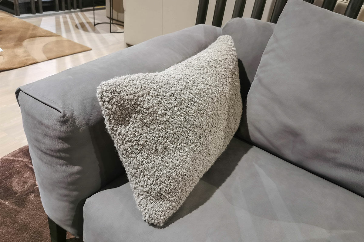 COR - Sofa Elm Leder 681 Graphitgrau Gestell Eiche Massiv Dunkel Lackiert - 3