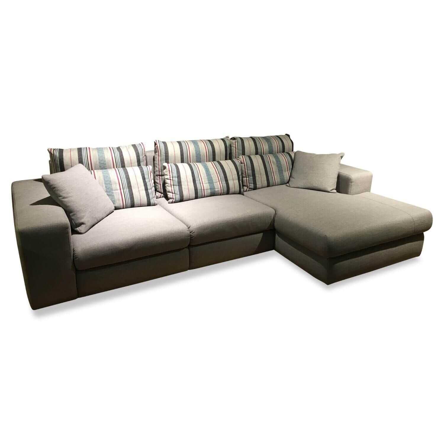 Michalsky - Ecksofa Berlin S Stoff Grau mit Rückenverstellung und 5 Kissen - 1