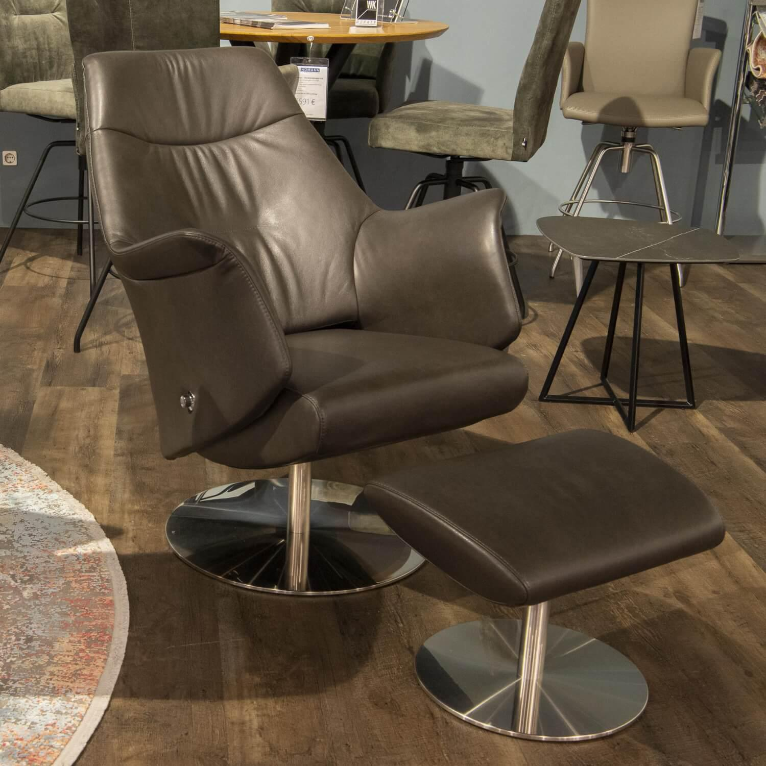 Gealux - Relaxsessel Twinz 8101 Leder Farbe Dunkelbraun Inklusive Hocker Und Verstellbarer Lehne - 5