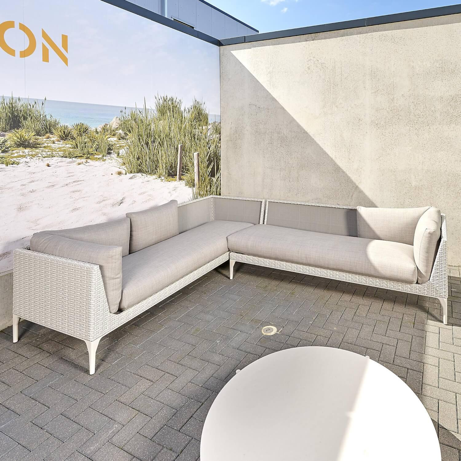 DEDON - Sofa-Kombination MU Bezug Stoff Linen Warm-Grey Geflecht Accona Gestell Lipari - 3
