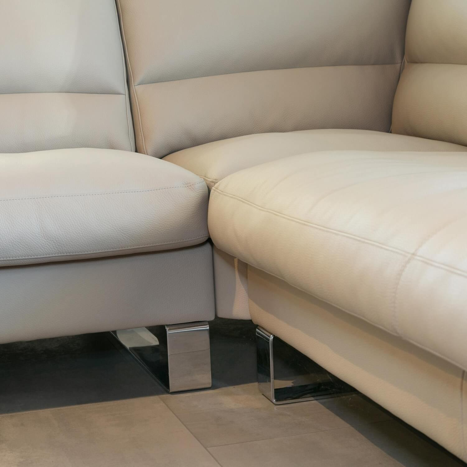 Erpo - Ecksofa Esparo 400 Bezug Leder I 43.210 Creme Kufen 8 HG Mit Kopfstütze Und Armlehnkissen - 7