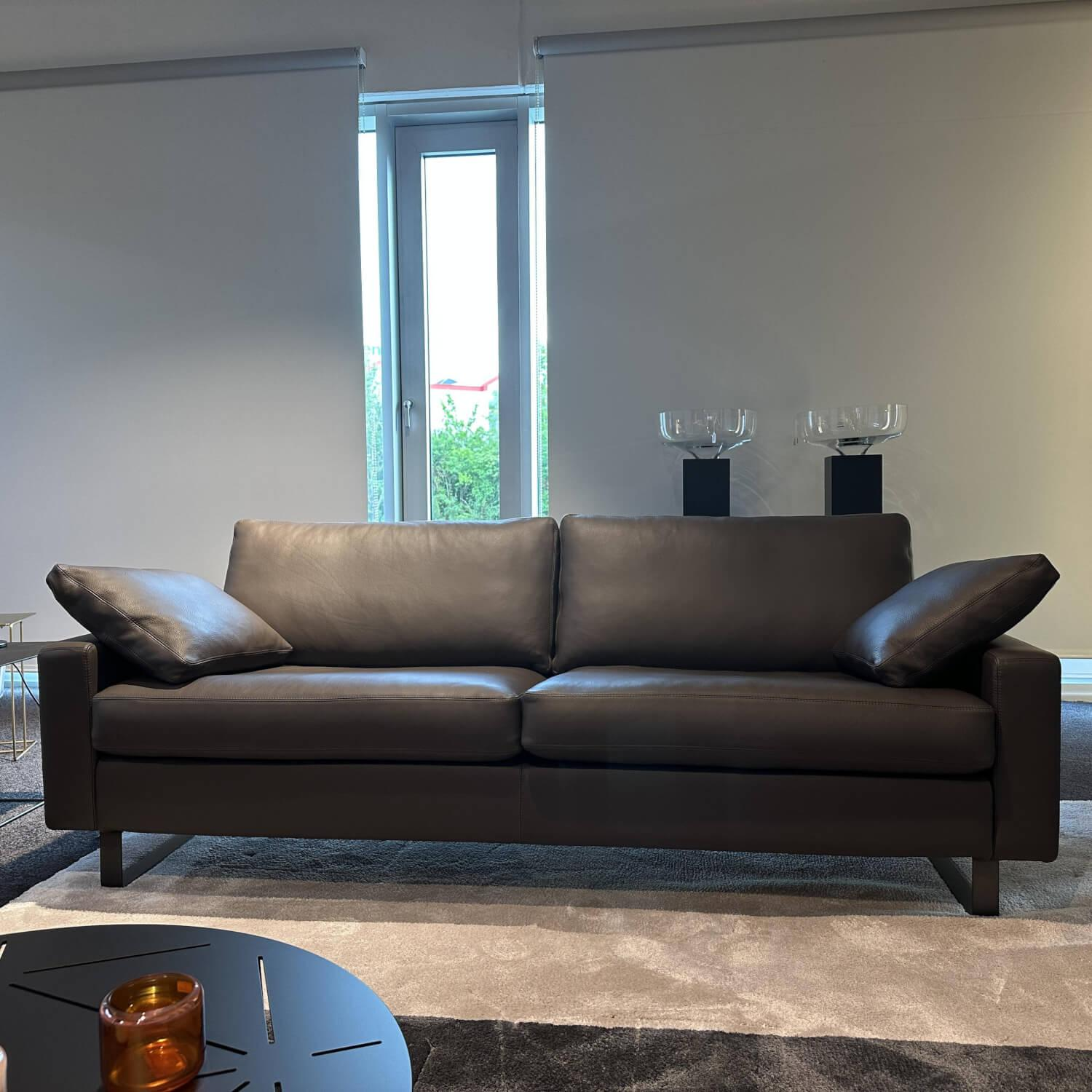 COR - Sofa Conseta Leder Schokograu 246 Gestell Metall Schlamm - 10