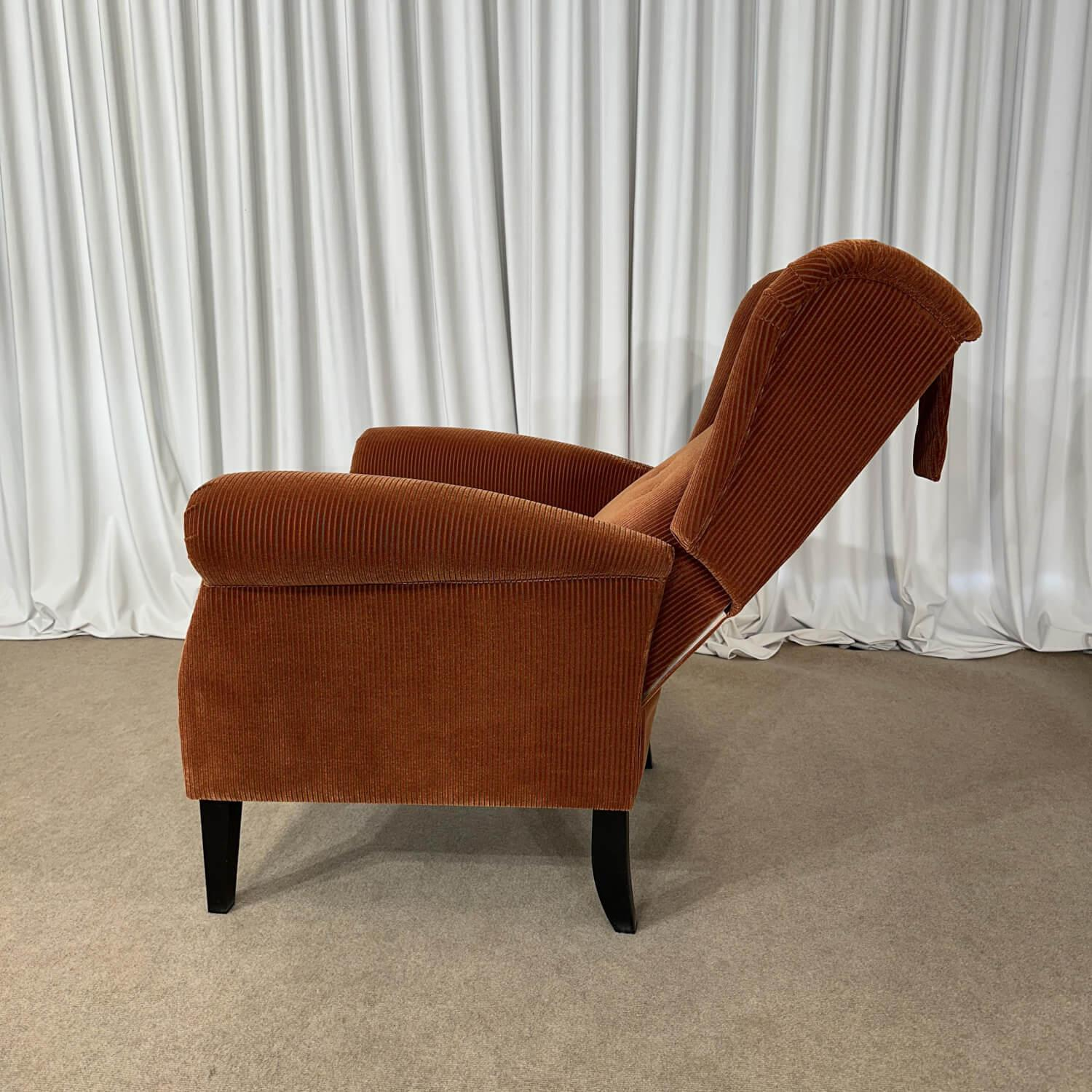 Puhlmann - Sessel Keitum Stoff Velour Coto 02 Orange Füße Schwarz Mit Verstellbarer Lehne Und Nackenkissen - 7