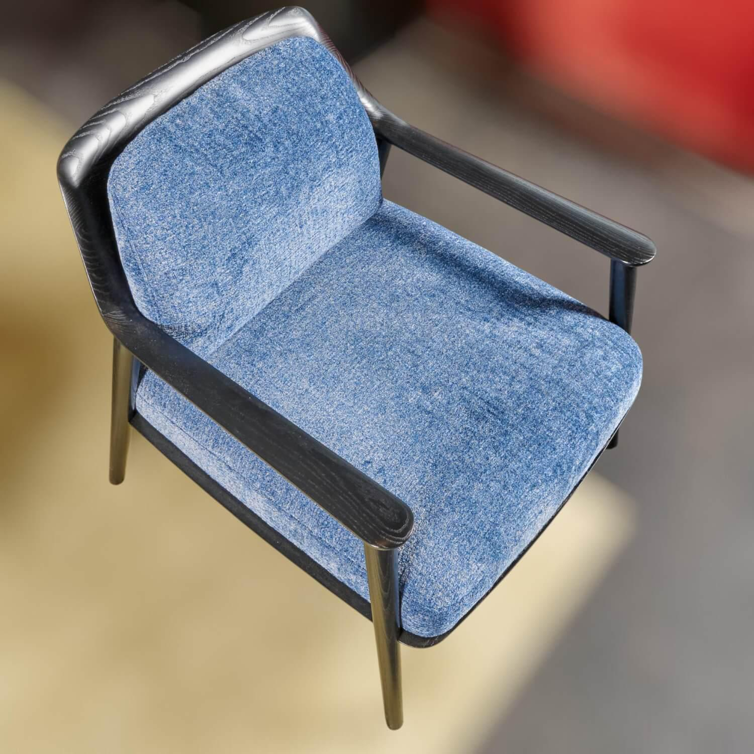 Bielefelder Werkstätten - Gatsby Sessel Stoff Mabelle BW1807-252 Blau Holz Schwarz - 7