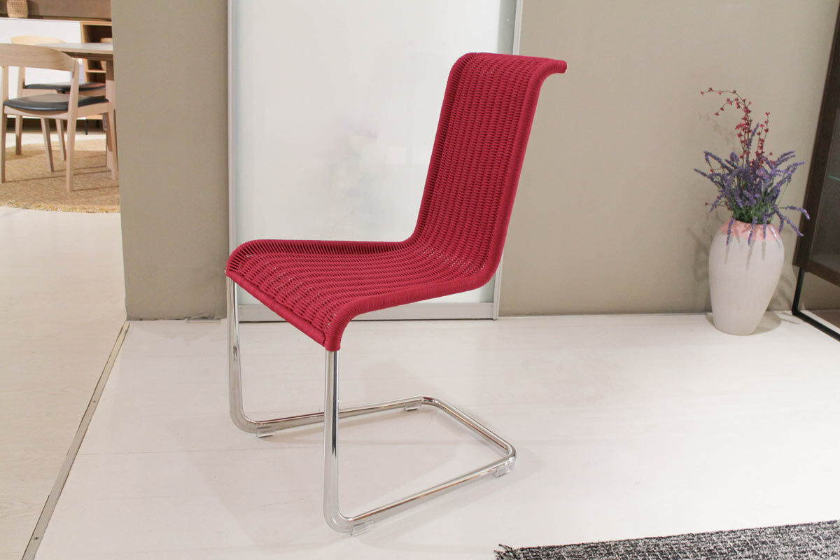 Tecta - 6er-Set Kragstuhl B20 D21 Magenta Gestell Chrom - 6