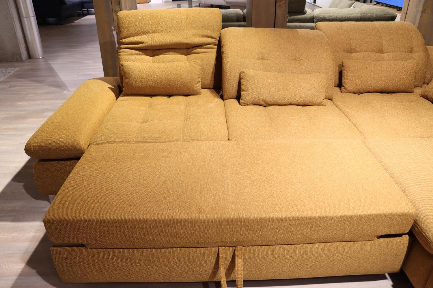 Steinpol - Ecksofa Santa Fe Stoff Amsterdam Mustard 520 Gelb Metallfuß chrom - 7