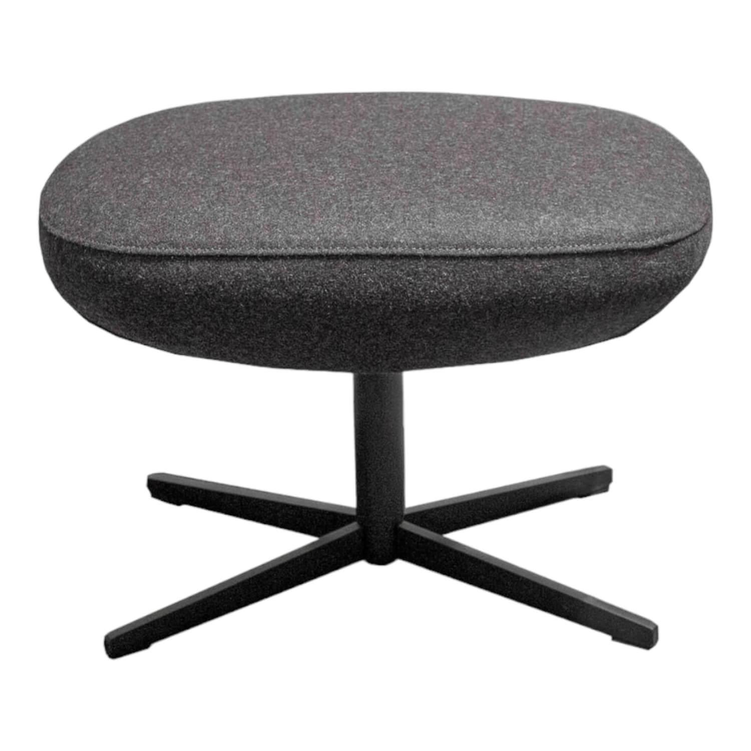 Signet - Sessel Jester Bezug Stoff Varese Blau-Kupfer Untergestell Feinstruktur Schwarz Inklusive Hocker - 4
