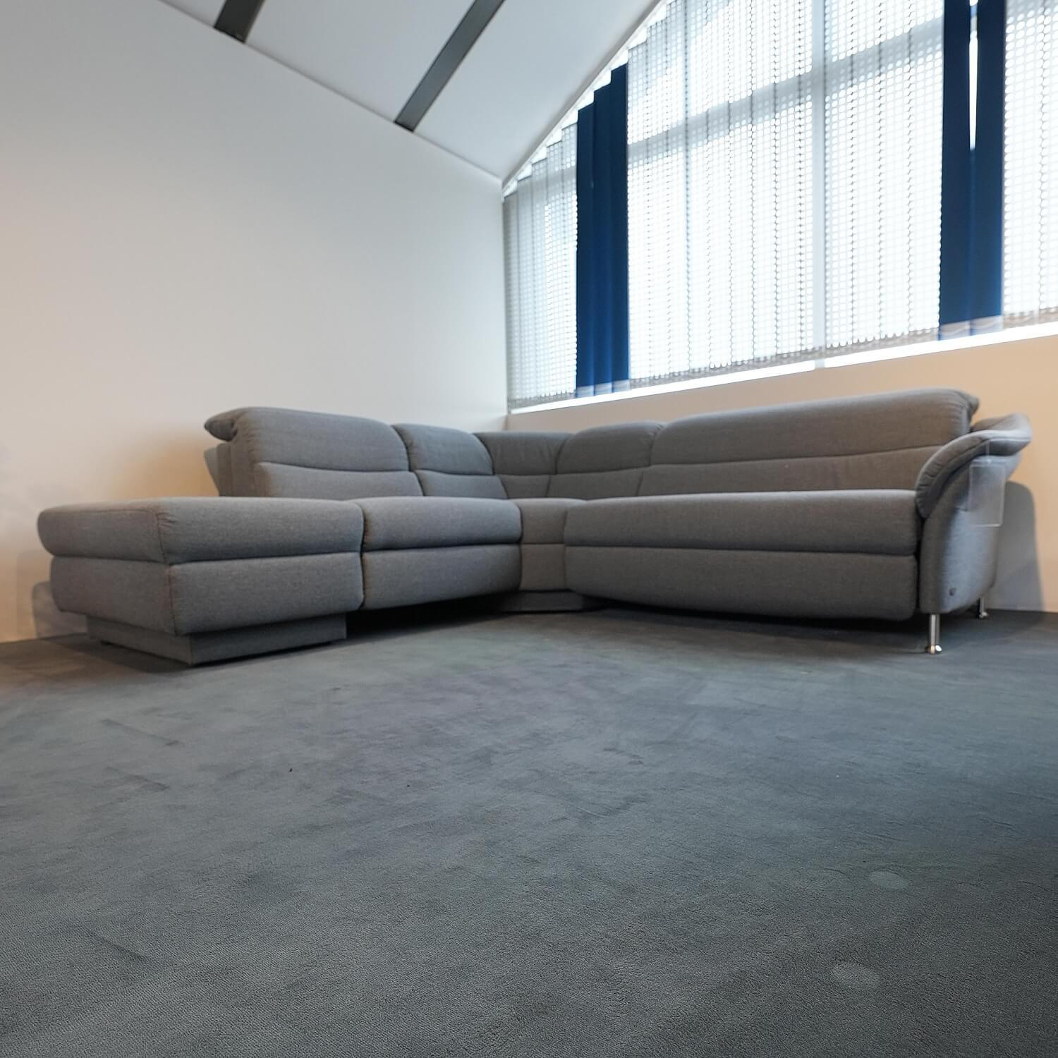 himolla - Ecksofa 1924 Stoff 24 Q2 Fashio Magma Grau Fuß Edelstahloptik - 4