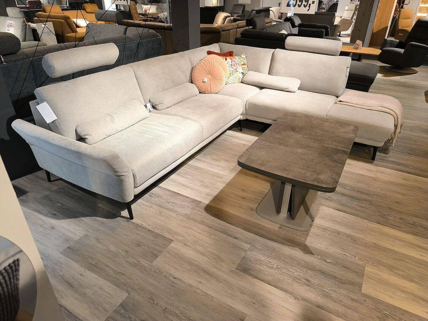 Zehdenick - Ecksofa Mauris Stoff Cody Silver C Grau Fuß Metall Schwarz Inklusive Kissen - 4